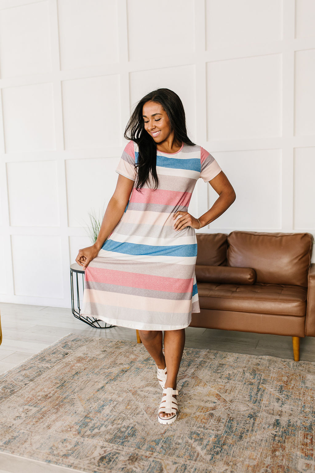 Simple Moments Striped T Shirt Dress - 6/27/2023