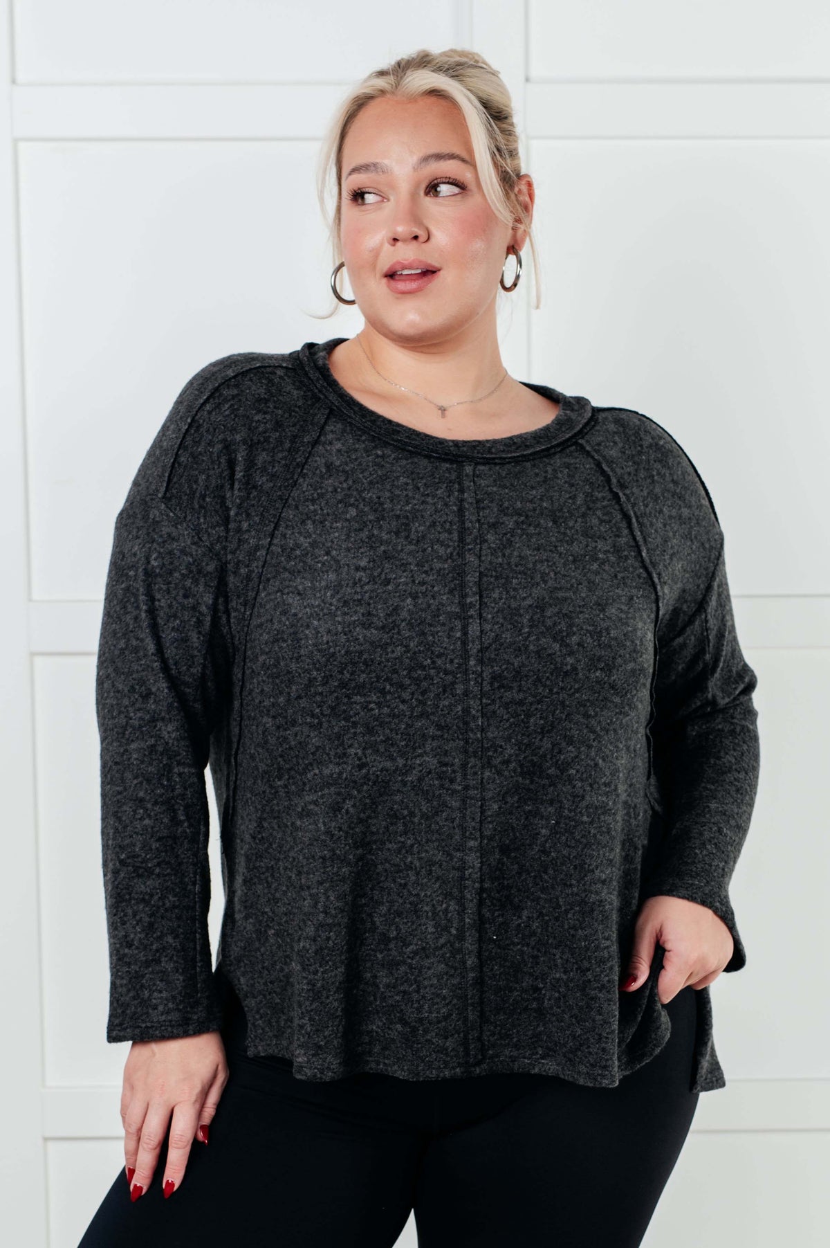 Simple Silhouette Brushed Hacci Sweater in Black - 12/11/2024