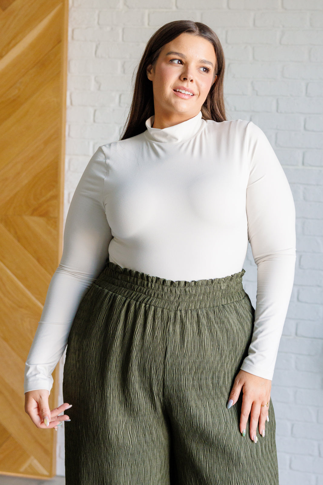 Simple Situation Mock Neck Bodysuit in White Pearl - 9/27/2024