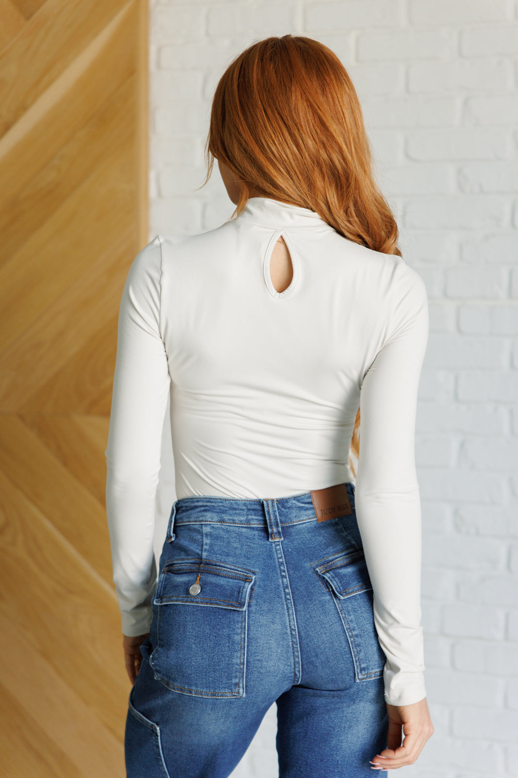 Simple Situation Mock Neck Bodysuit in White Pearl - 9/27/2024