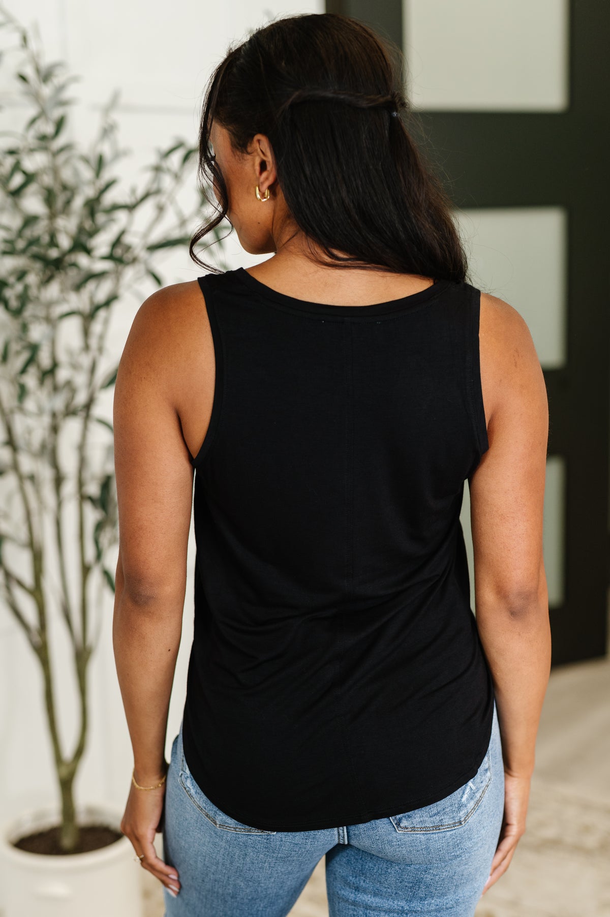 Simpler Times Basic V-Neck Tank in Black - 6/10/2025 NEW