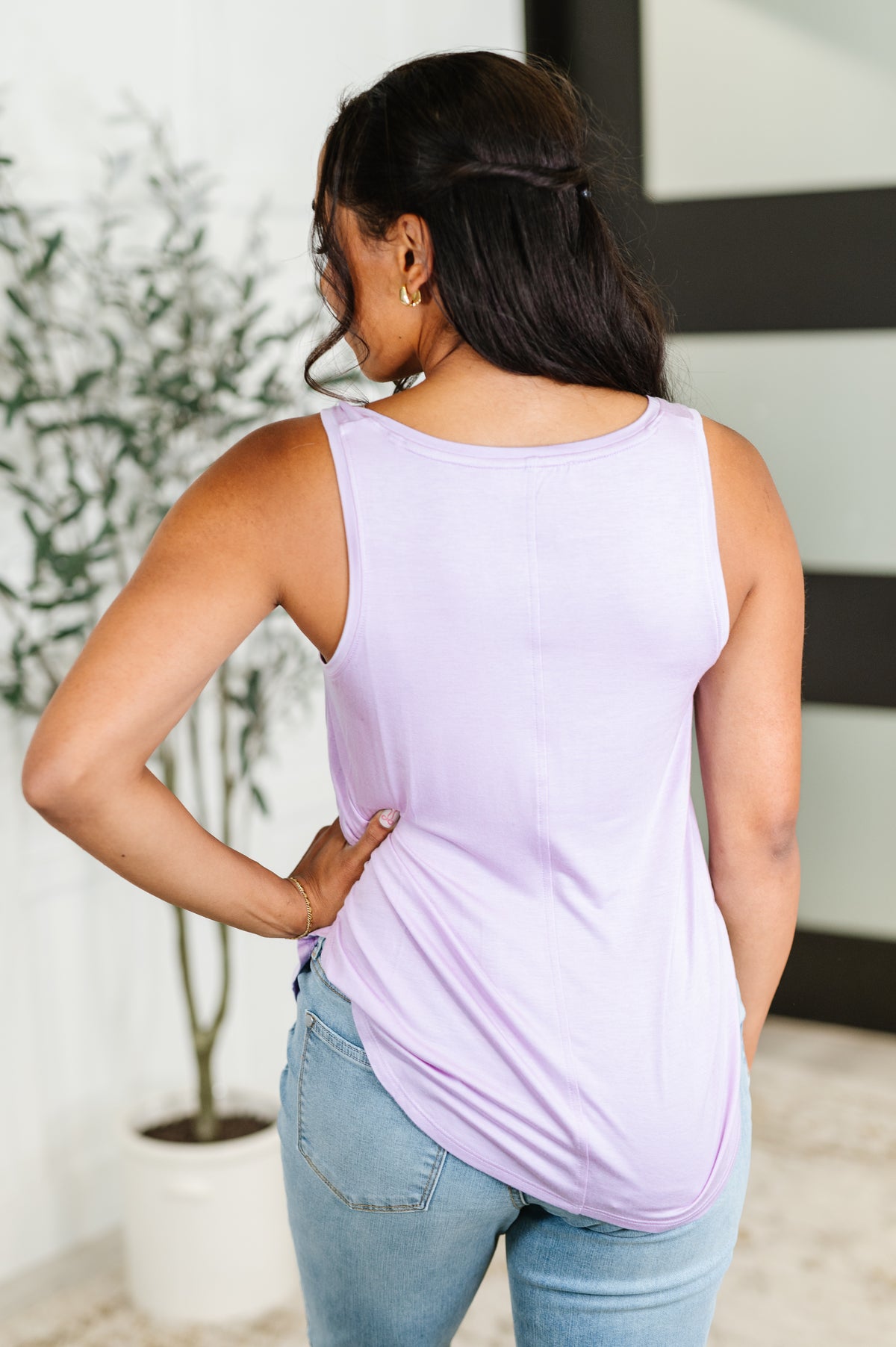 Simpler Times Basic V-Neck Tank in Lavender - 6/10/2025 NEW