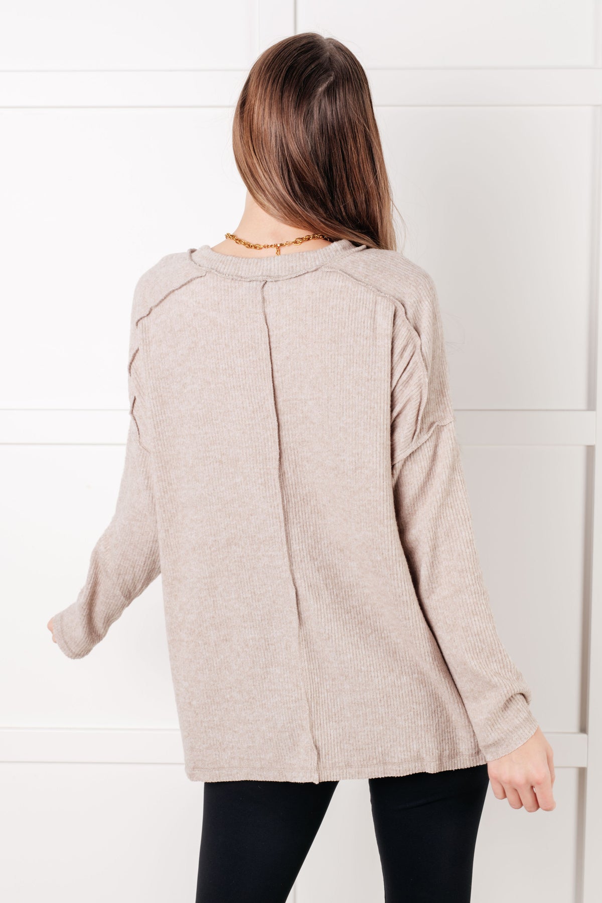 Simply Basic Ribbed Hacci Sweater in H Mocha - 1/22/2025