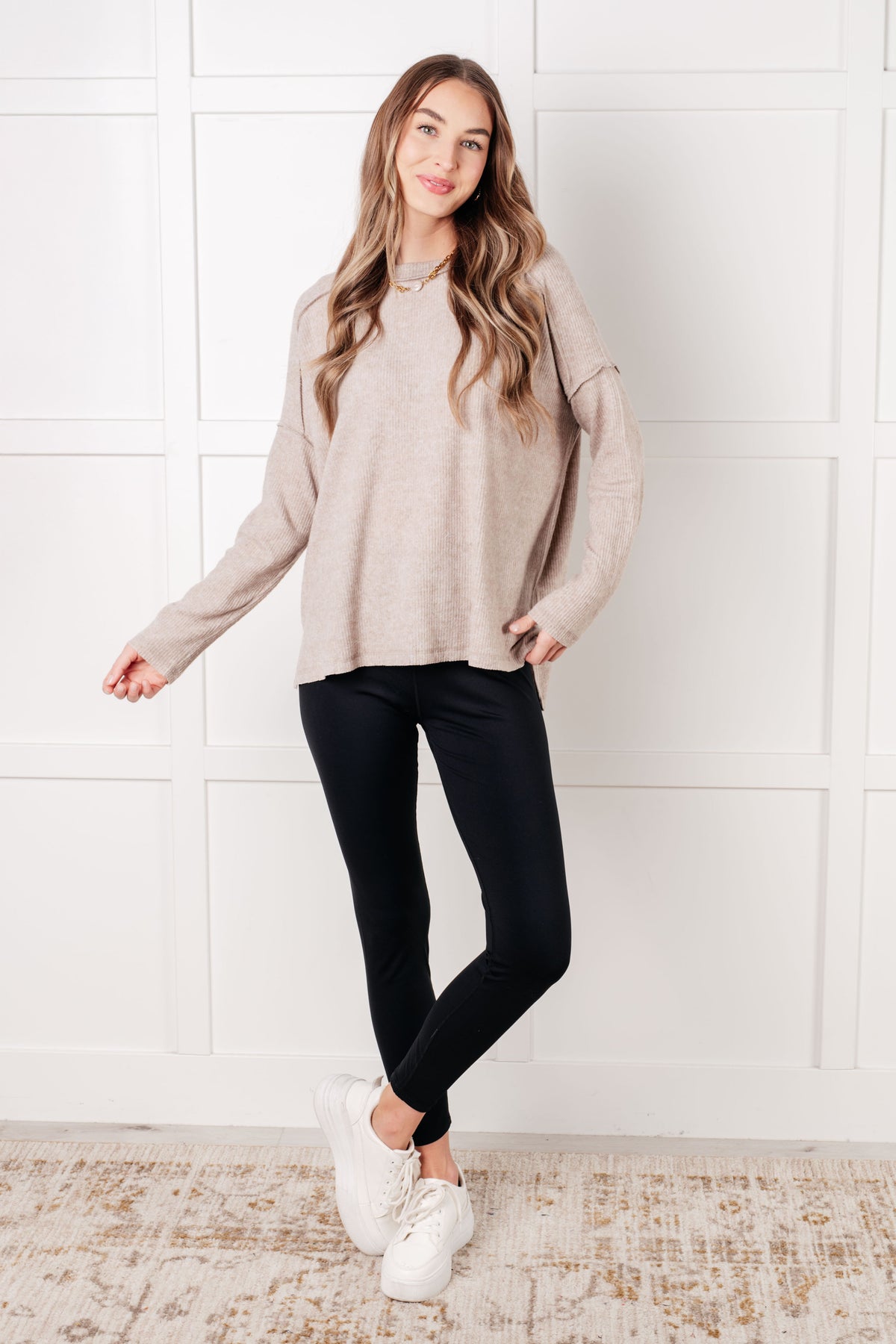 Simply Basic Ribbed Hacci Sweater in H Mocha - 1/22/2025