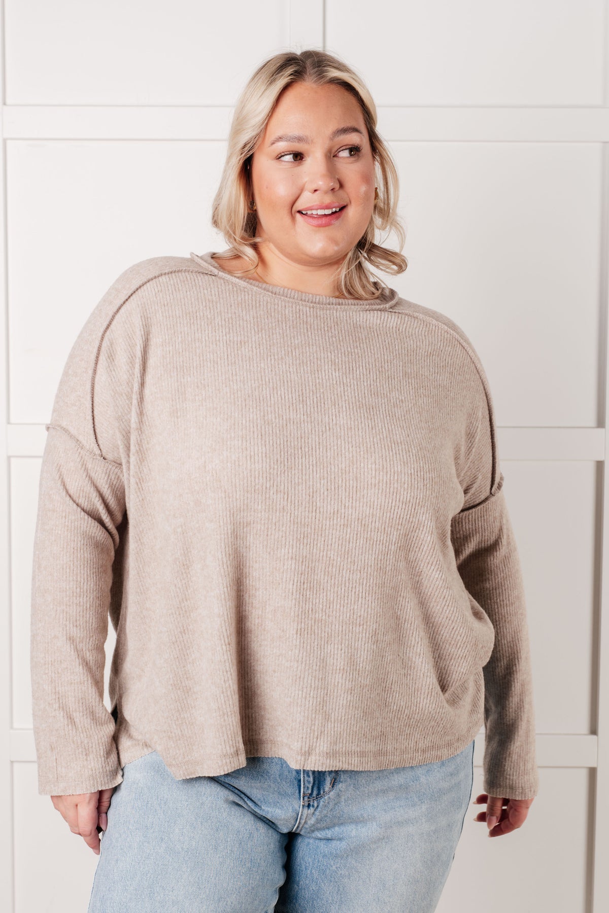 Simply Basic Ribbed Hacci Sweater in H Mocha - 1/22/2025