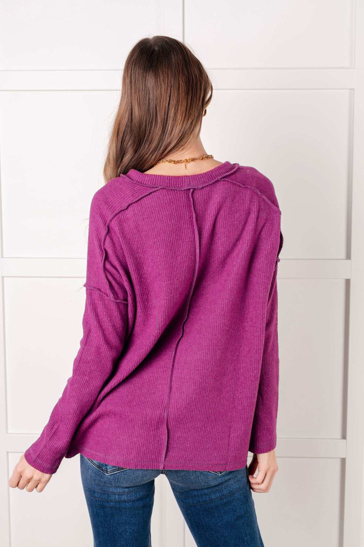 Simply Basic Ribbed Hacci Sweater in Light Plum - 1/22/2025