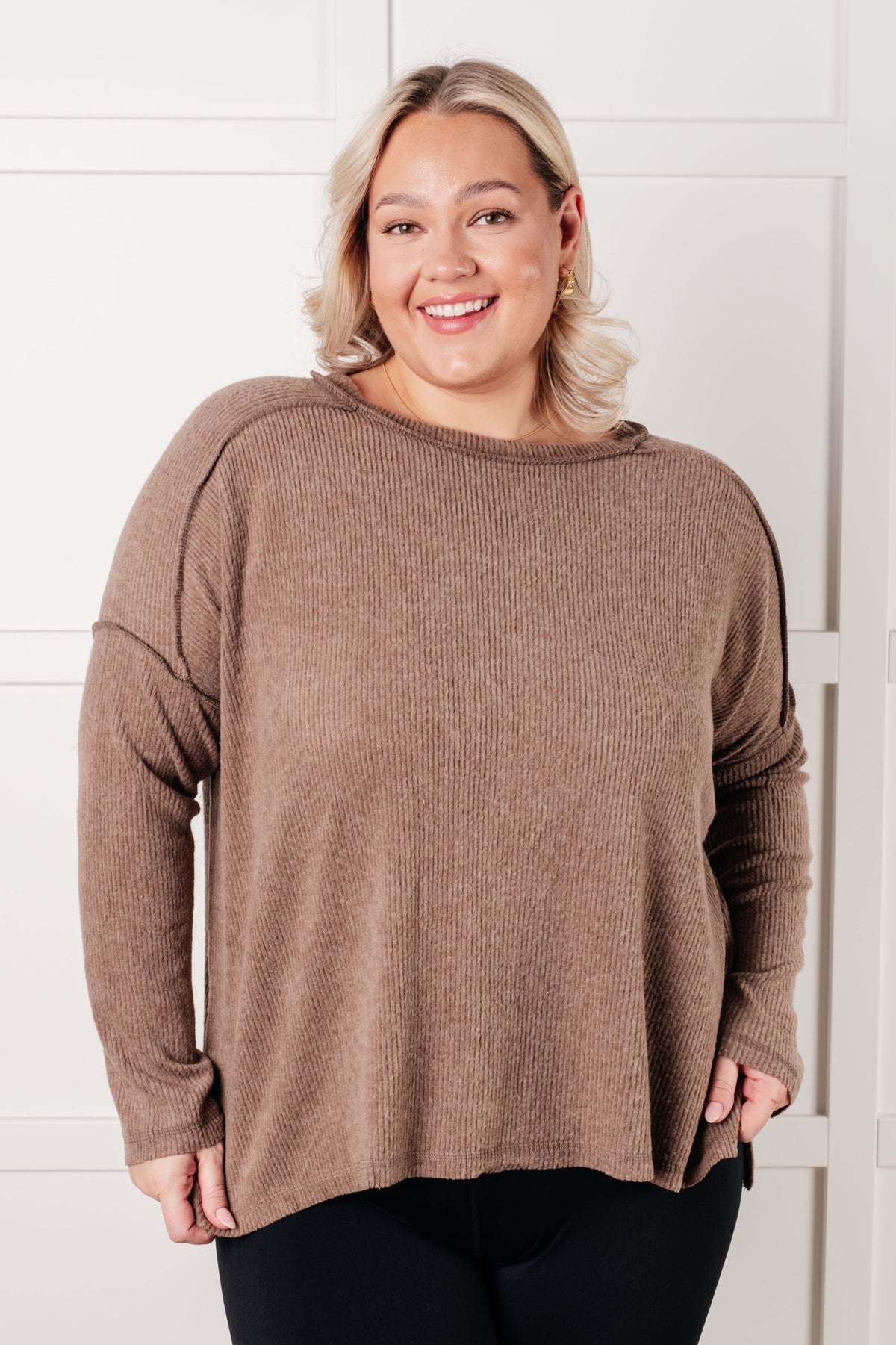 Simply Basic Ribbed Hacci Sweater in Mocha - 1/22/2025