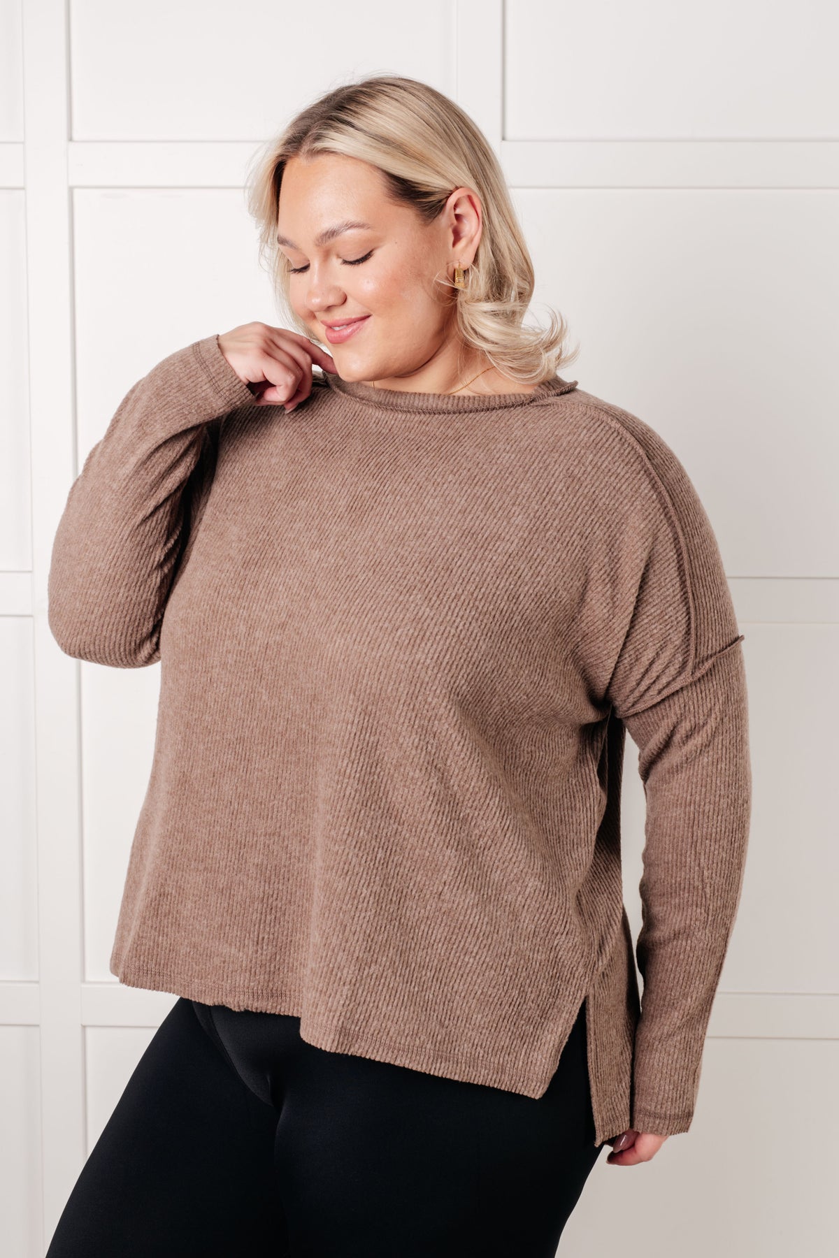 Simply Basic Ribbed Hacci Sweater in Mocha - 1/22/2025