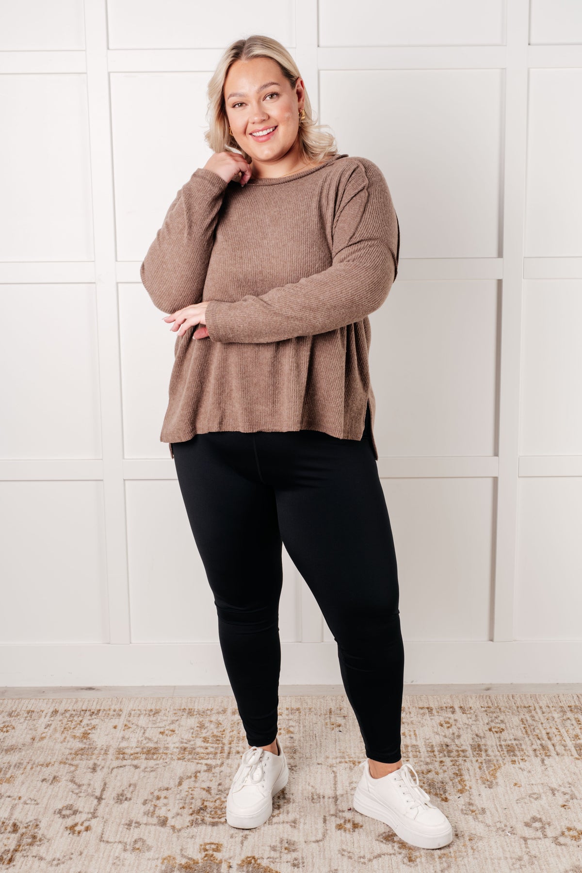 Simply Basic Ribbed Hacci Sweater in Mocha - 1/22/2025