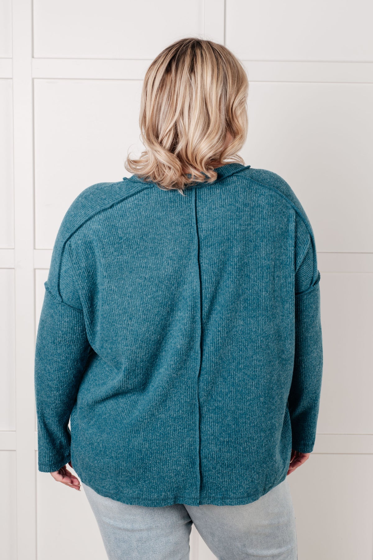 Simply Basic Ribbed Hacci Sweater in Teal - 1/22/2025