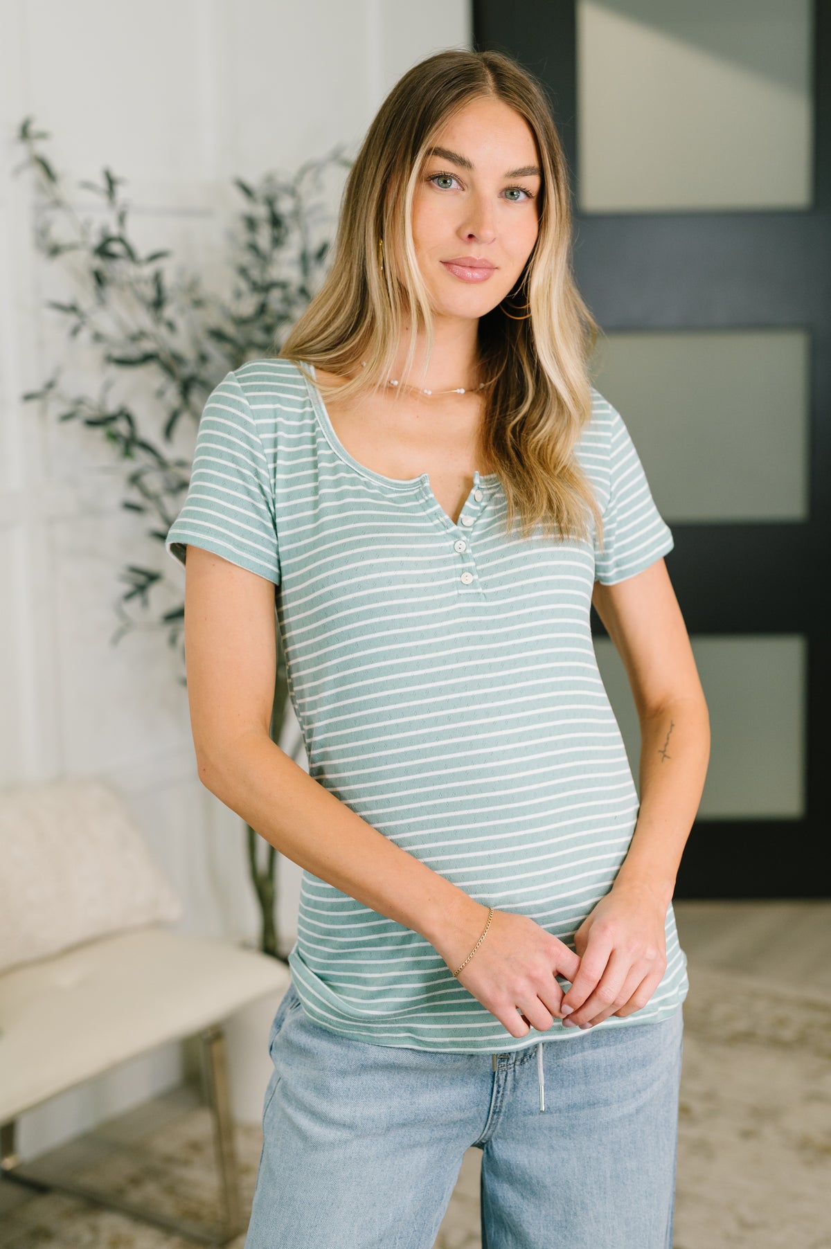 Simply Me Scoop Neck Henley Top - 5/12/2026 NEW