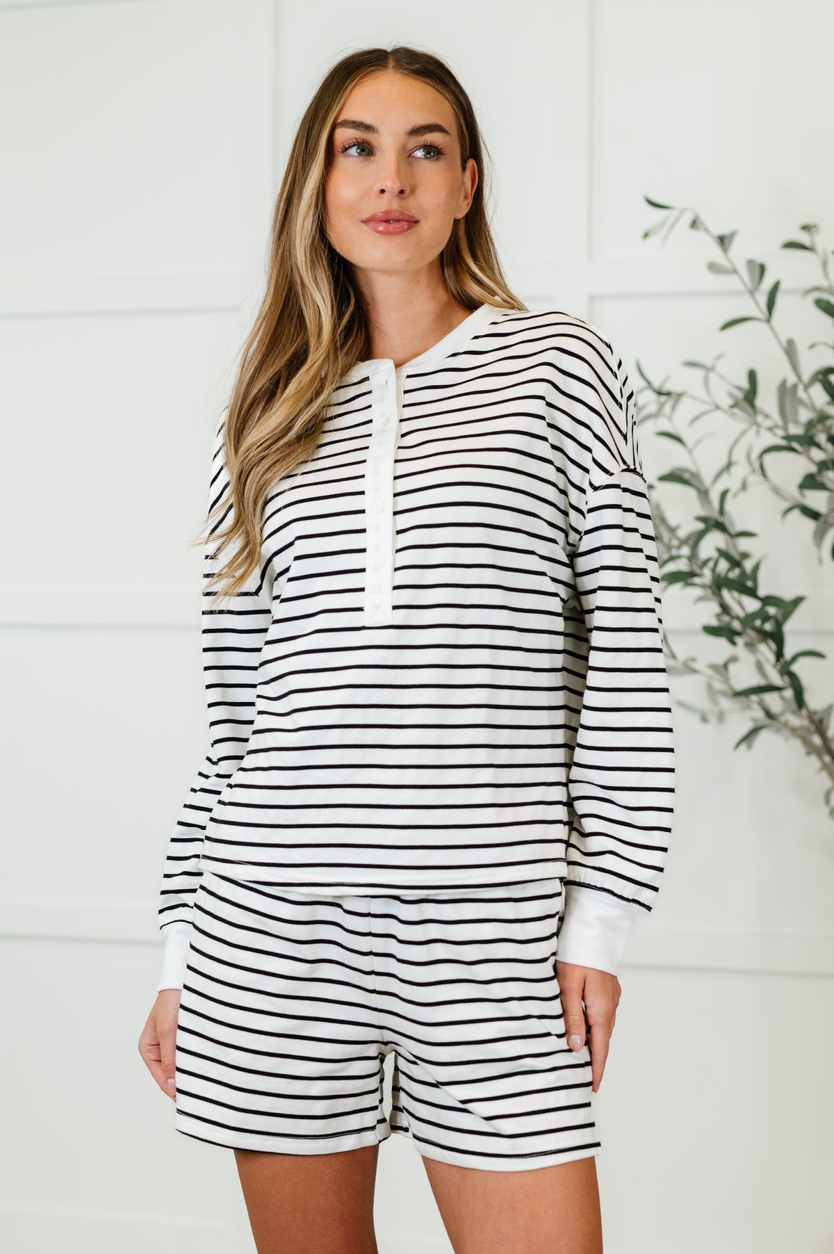 Situationally Sound Striped Long Sleeve Top and Shorts Set - 5/13/2025