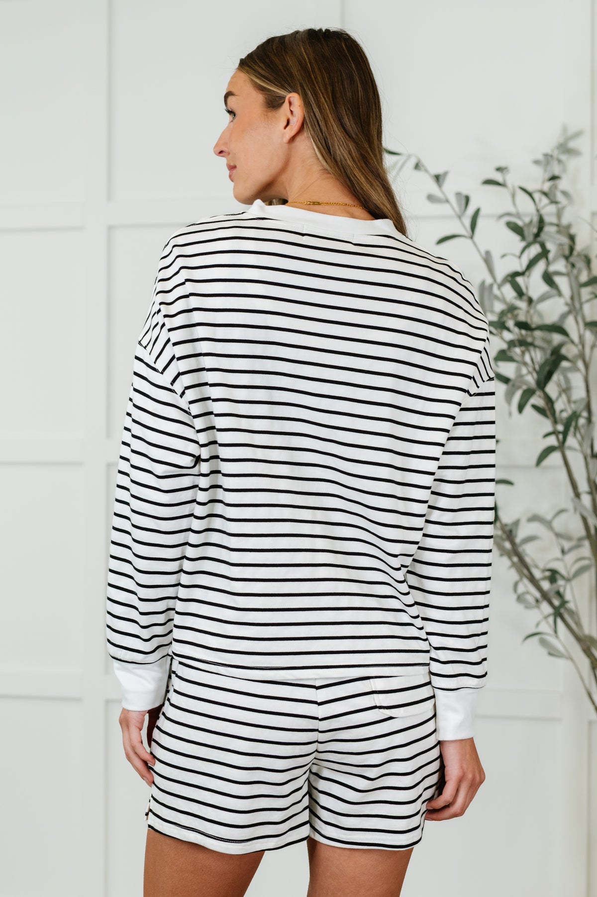 Situationally Sound Striped Long Sleeve Top and Shorts Set - 5/13/2025