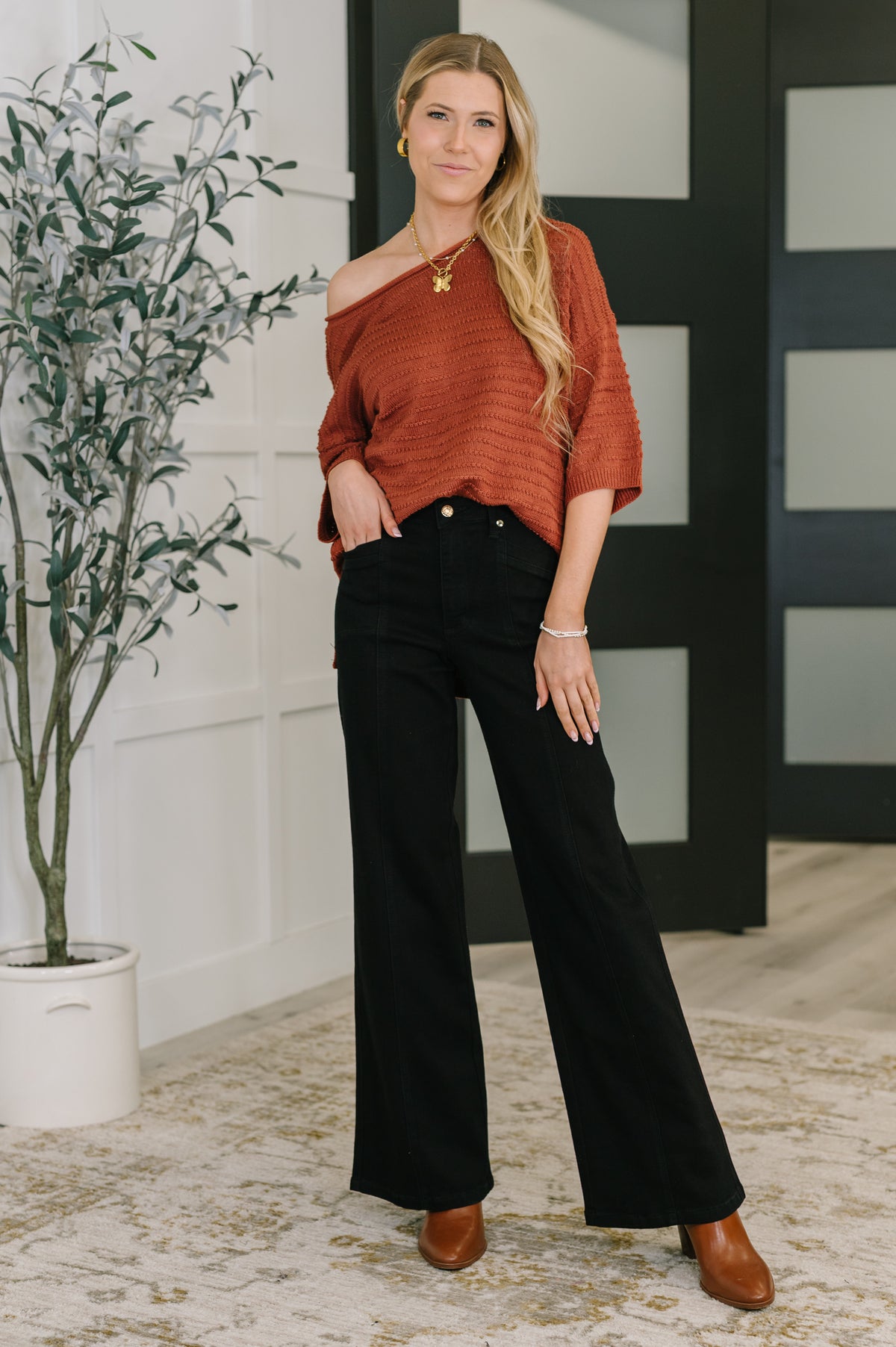 Slouchy Gal Off Shoulder Textured Top - 10/28/2025