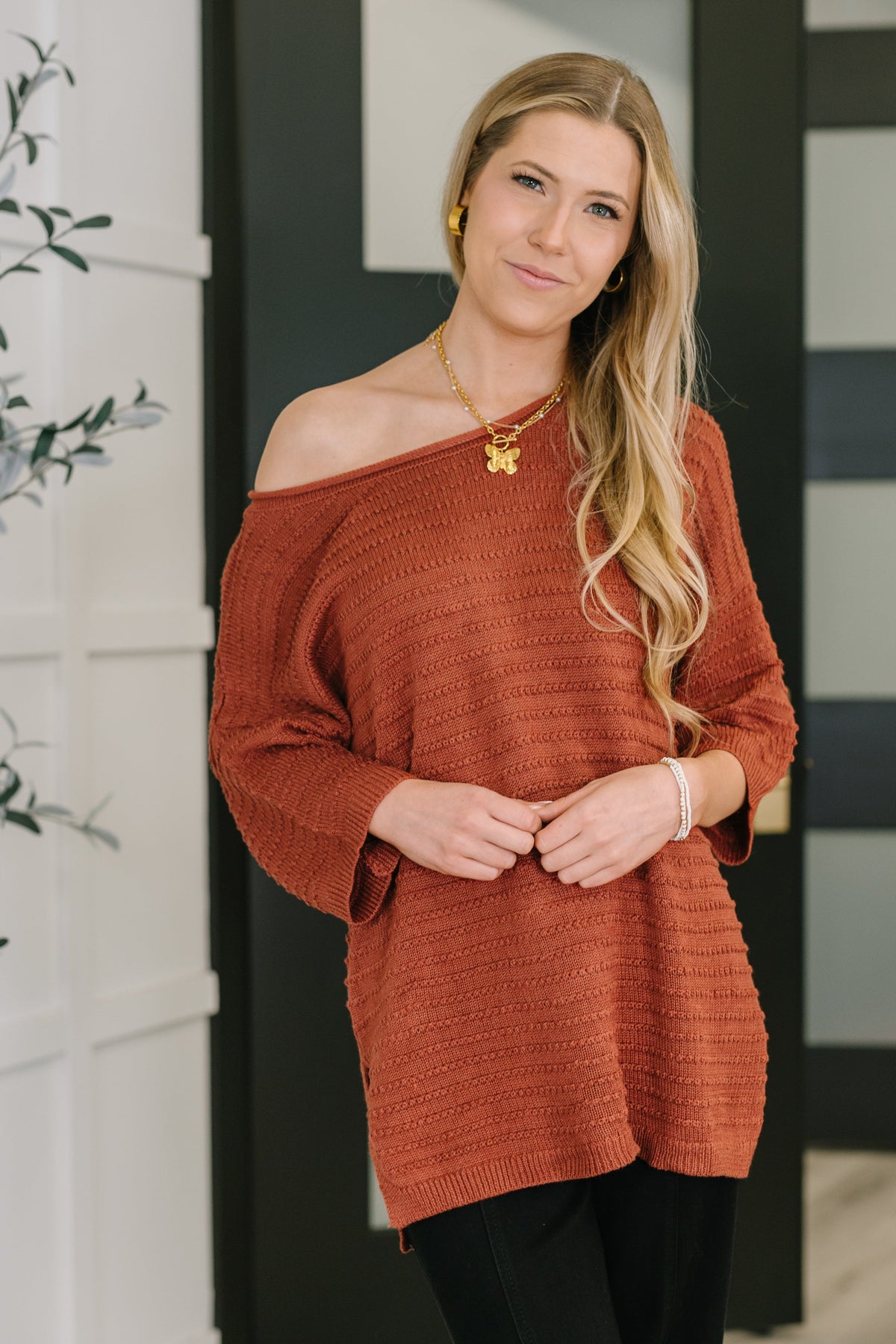 Slouchy Gal Off Shoulder Textured Top - 10/28/2025