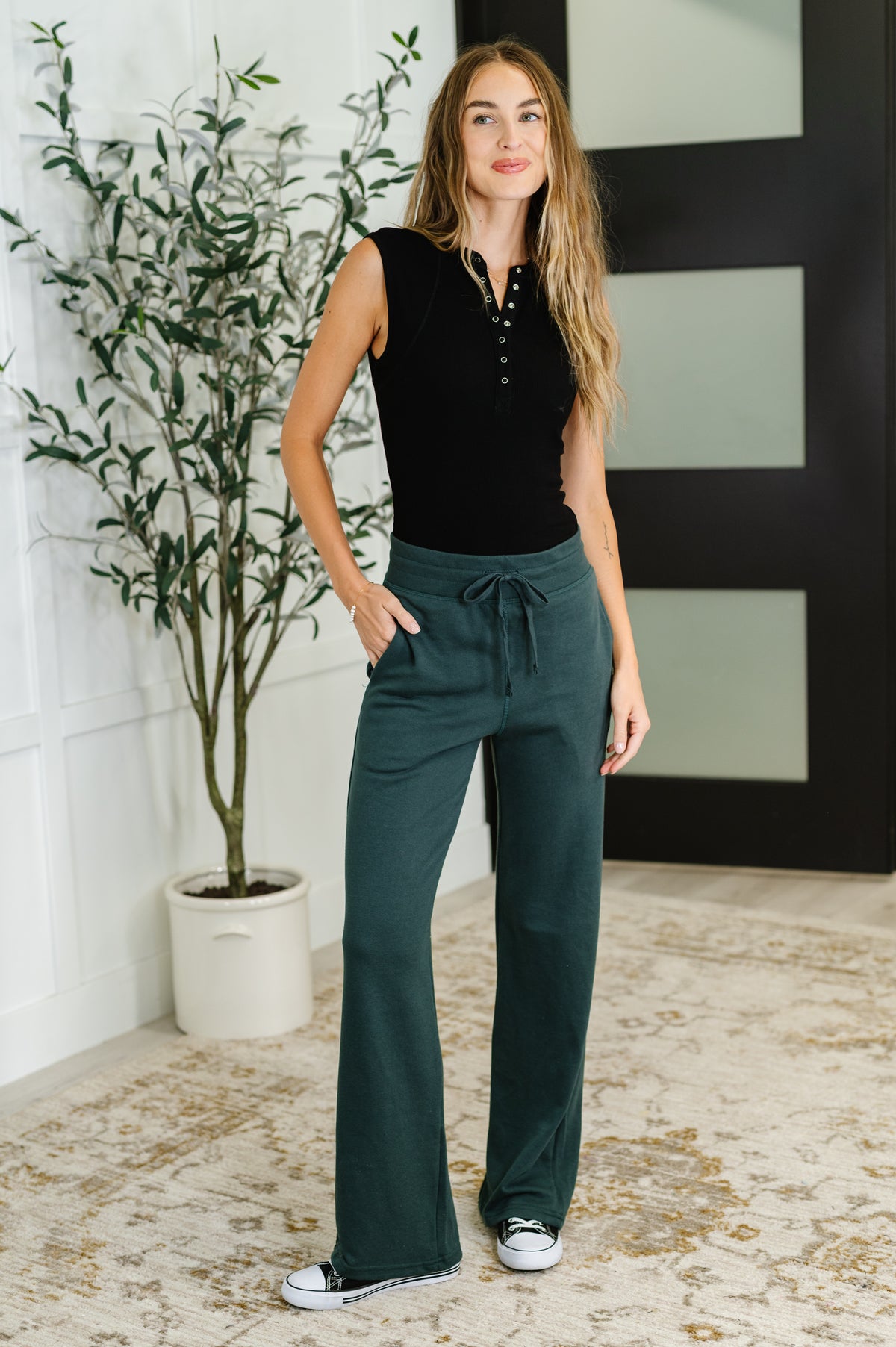 Slow Mornings High Waisted Sweats in Jungle Green - 8/15/2025
