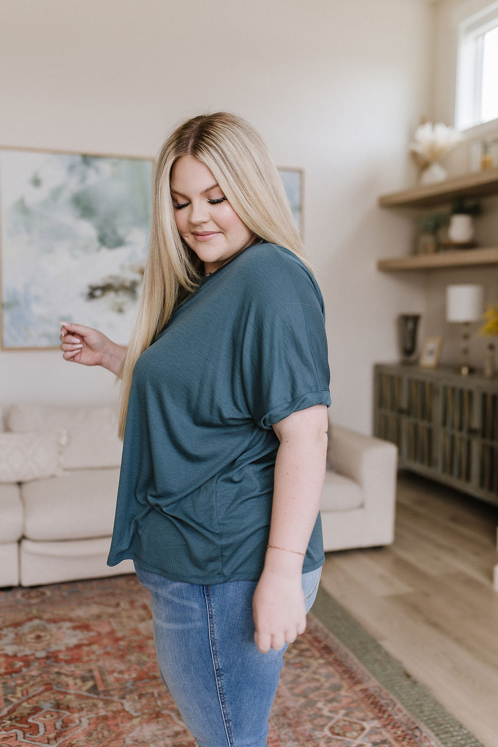 So Good Relaxed Fit Top in Dark Teal - 6/22/2023