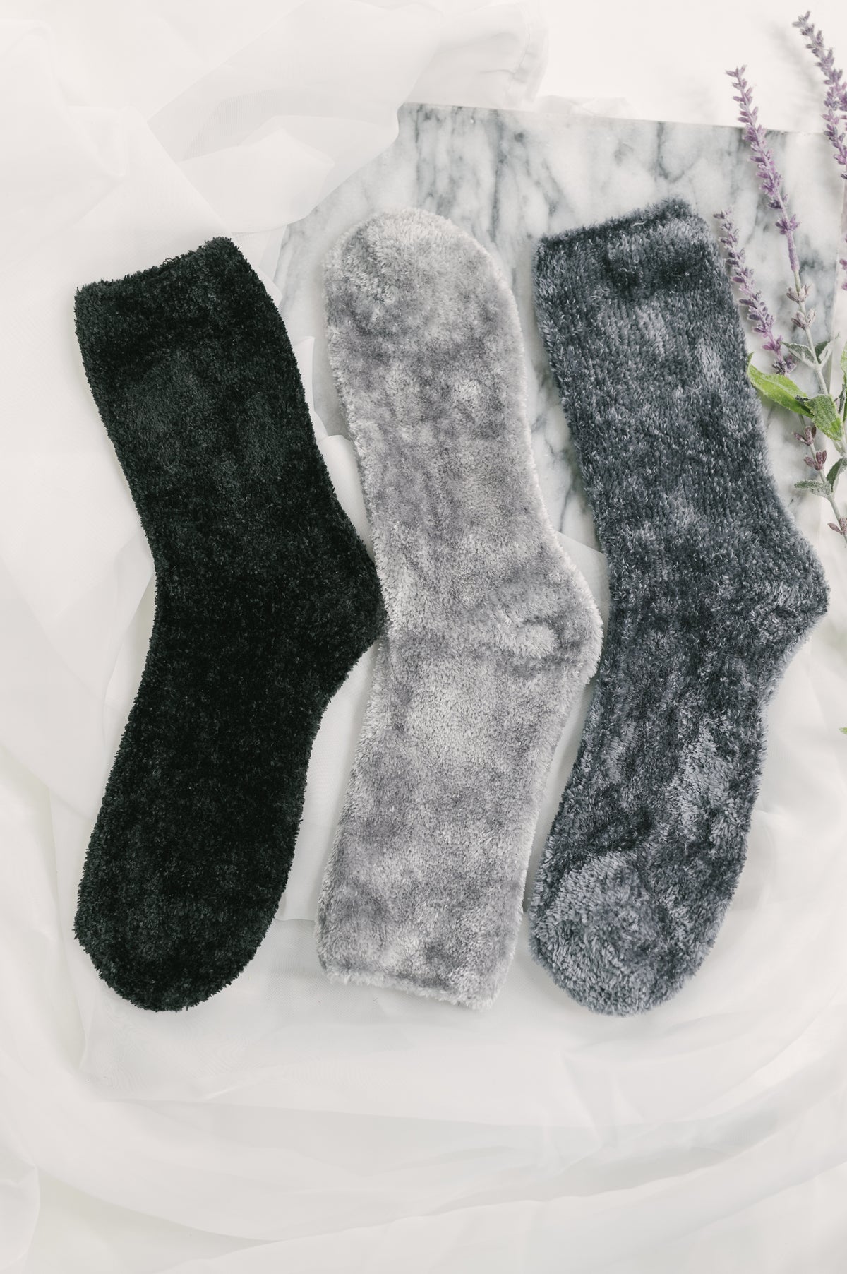 Soft Form Luxury Chenille Socks in Black - 11/13/2026