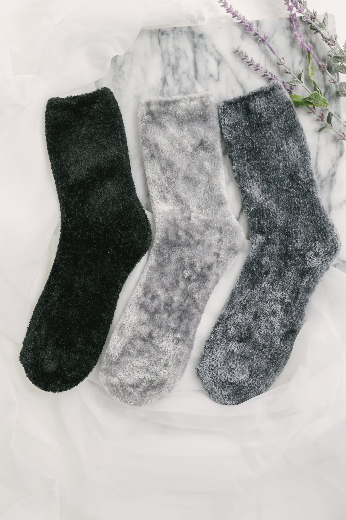 Soft Form Luxury Chenille Socks in Charcoal - 11/13/2026