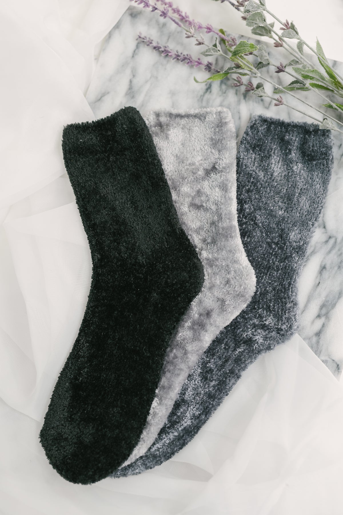 Soft Form Luxury Chenille Socks in Grey - 11/13/2026