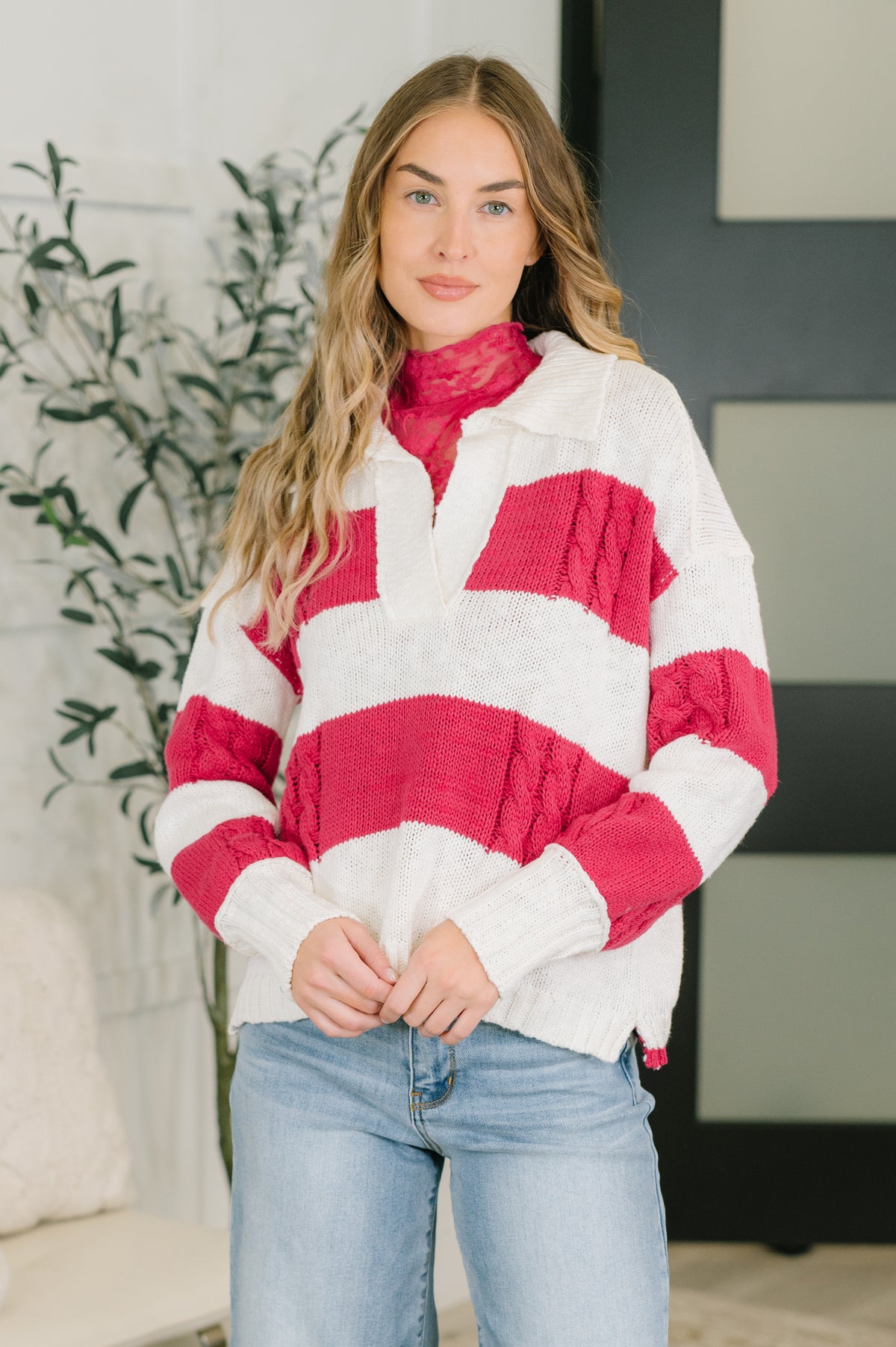 Something In Between Striped Collared Sweater - 11/3/2026
