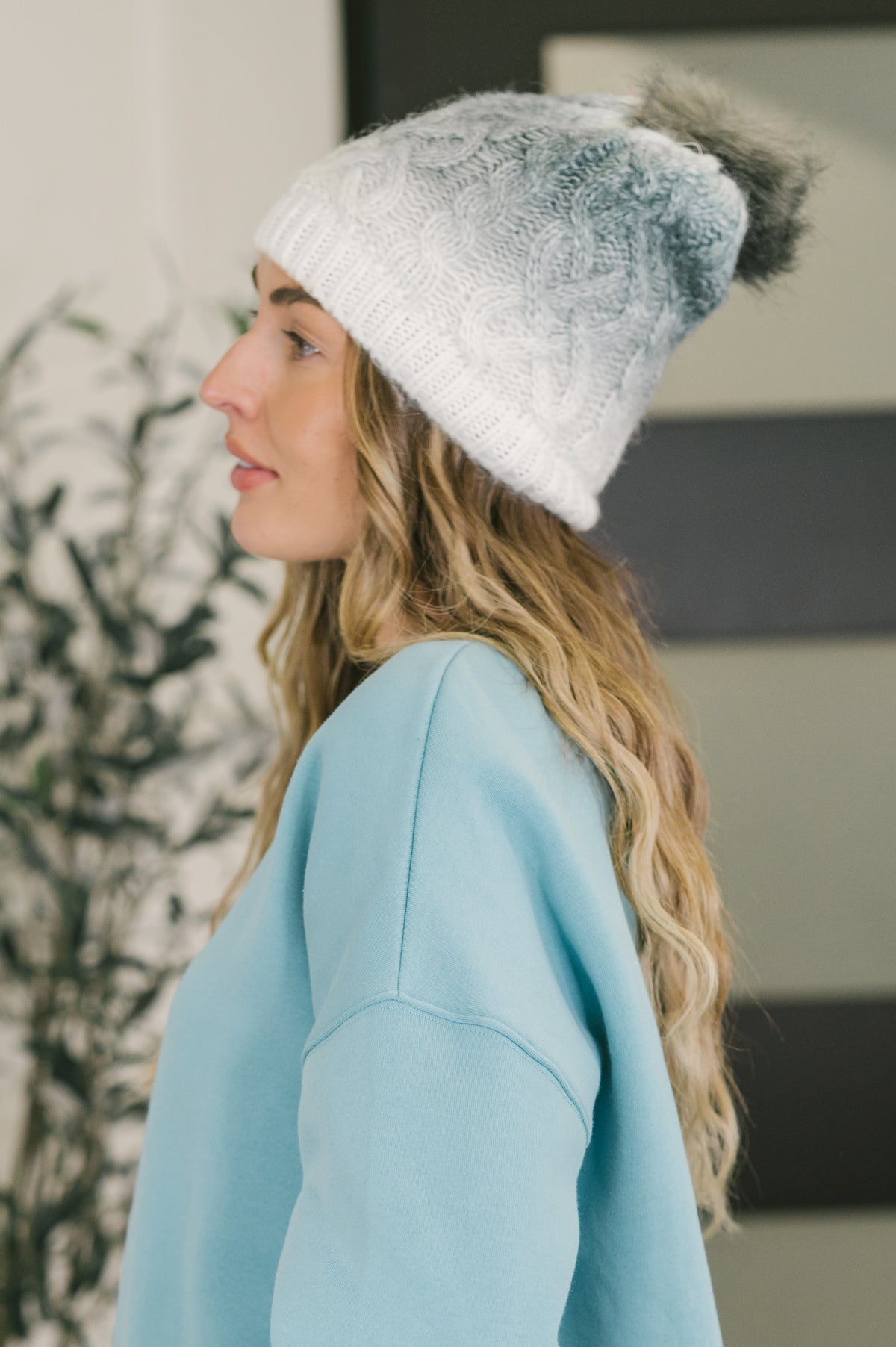 Somewhere Soft Ombre Cable Knit Pom Beanie - 11/13/2026