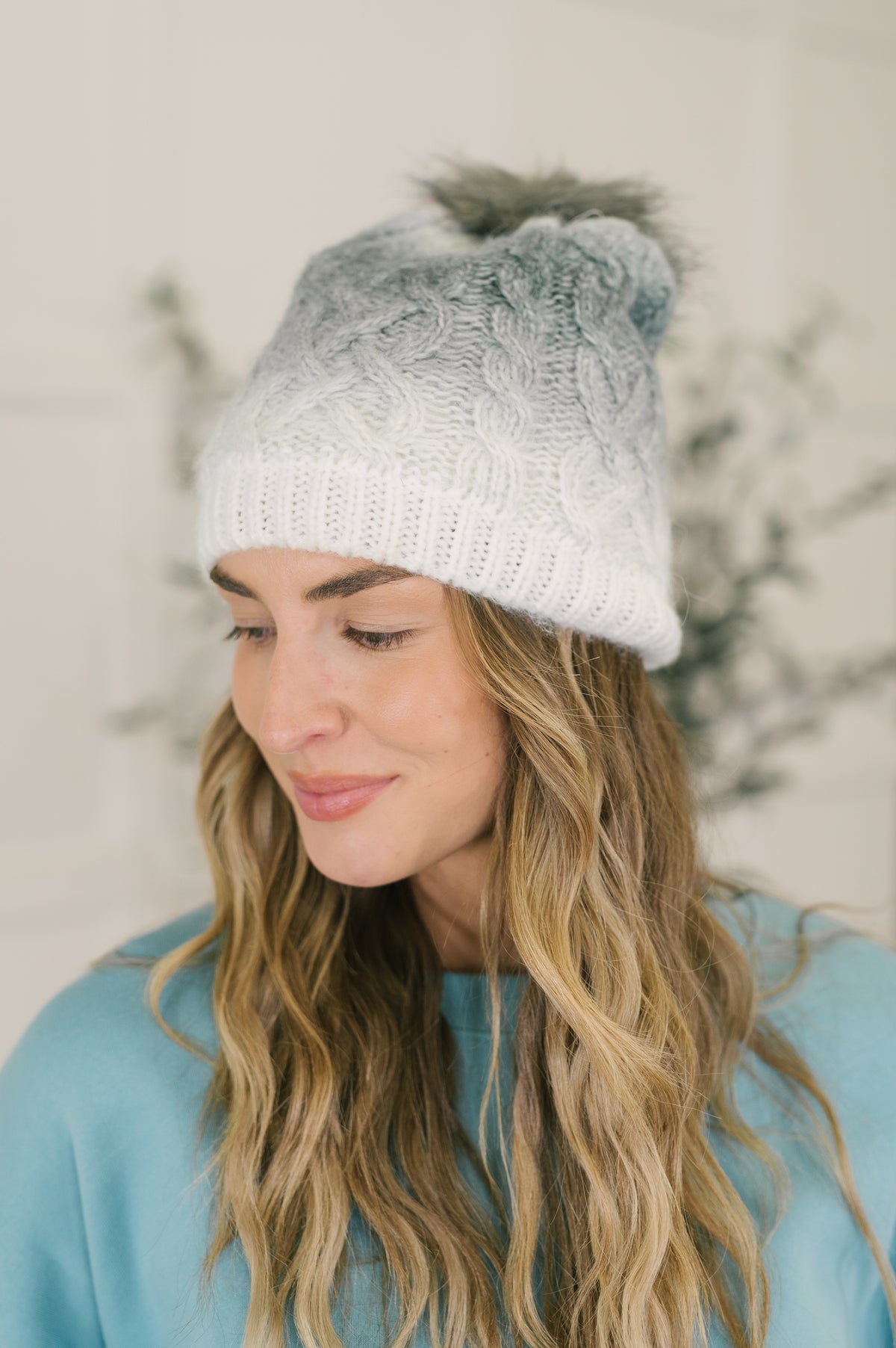 Somewhere Soft Ombre Cable Knit Pom Beanie - 11/13/2026
