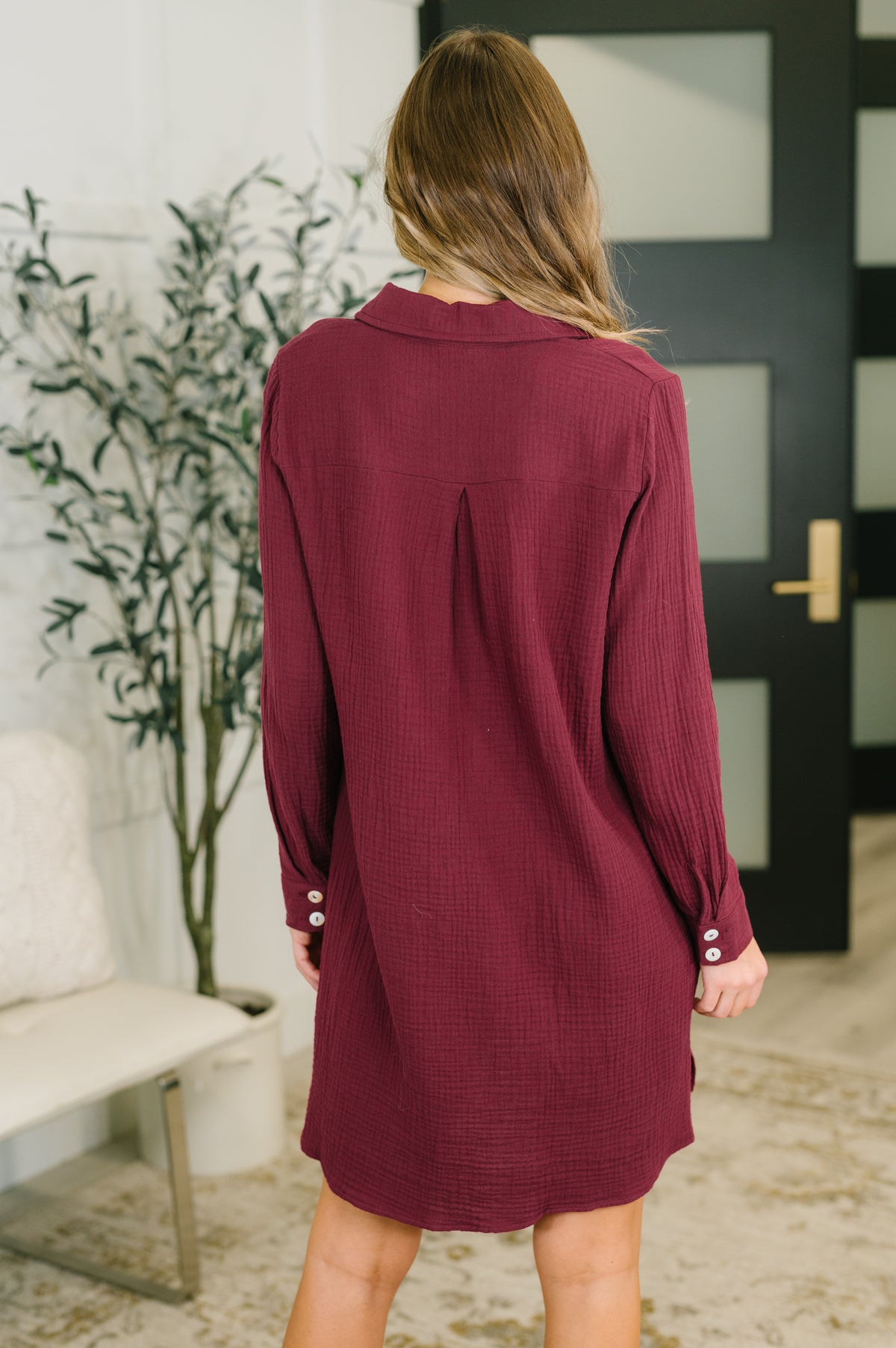 Sorelle Classic Collared Dress in Wine - 11/3/2026