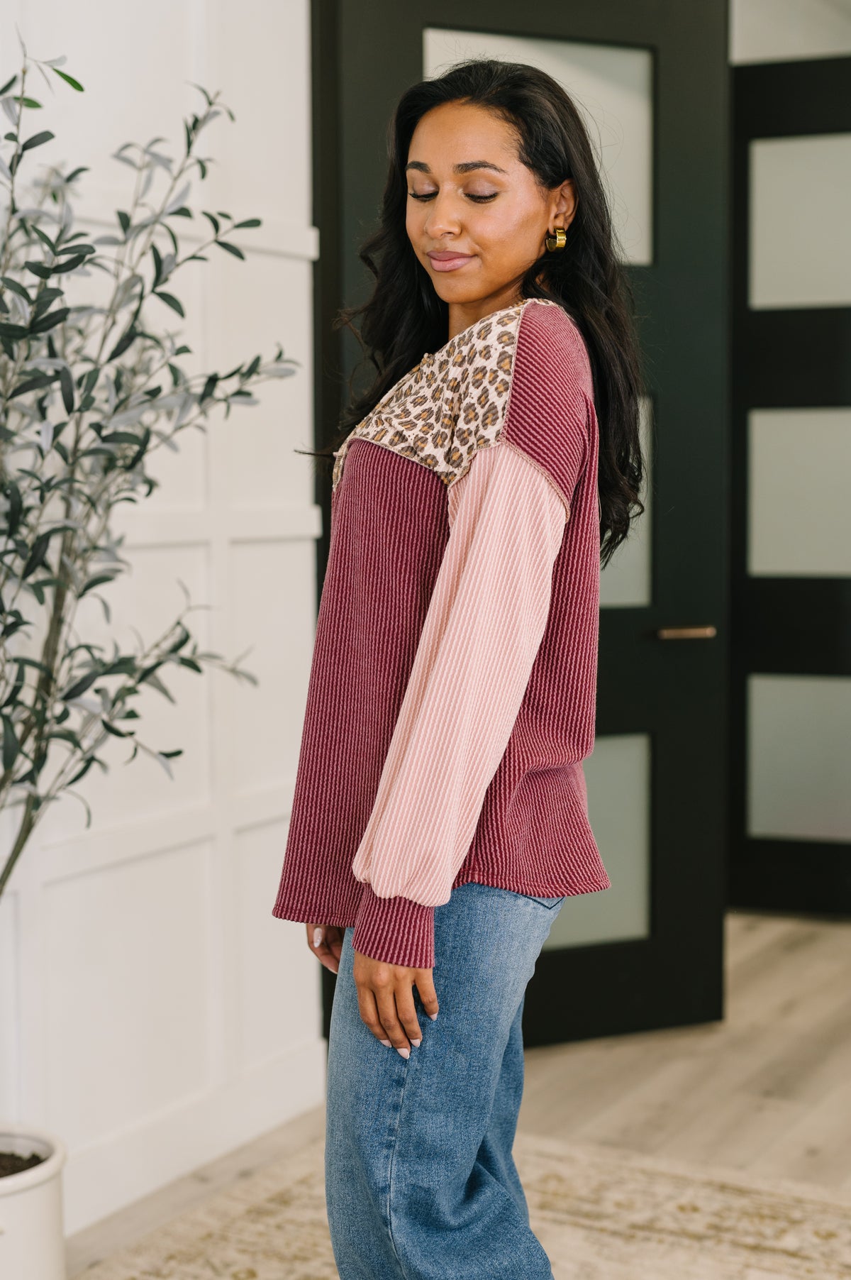 Spotted & Blocked Color Block Henley Top - 10/24/2025