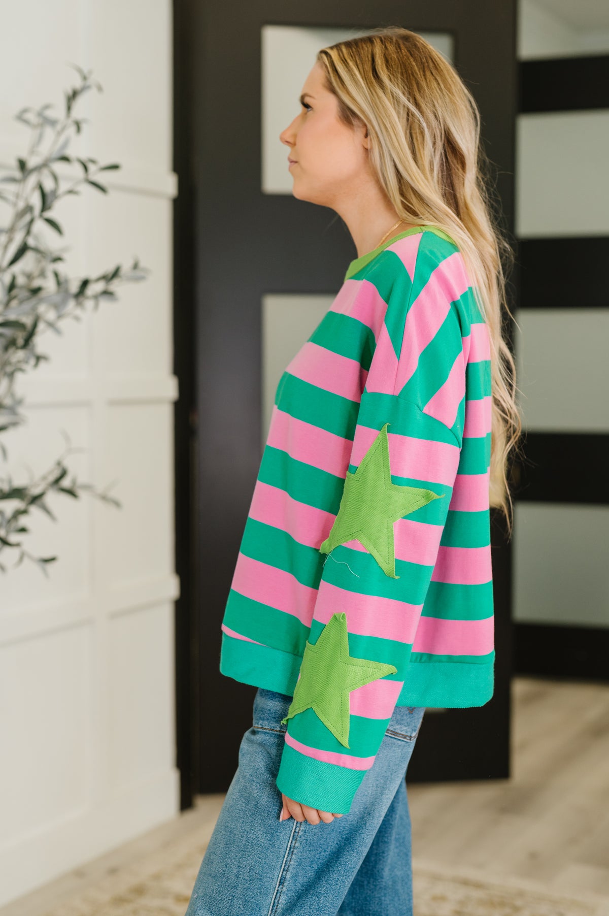 Stars On Stripes Patchwork Striped Sweatshirt - 9/23/2025