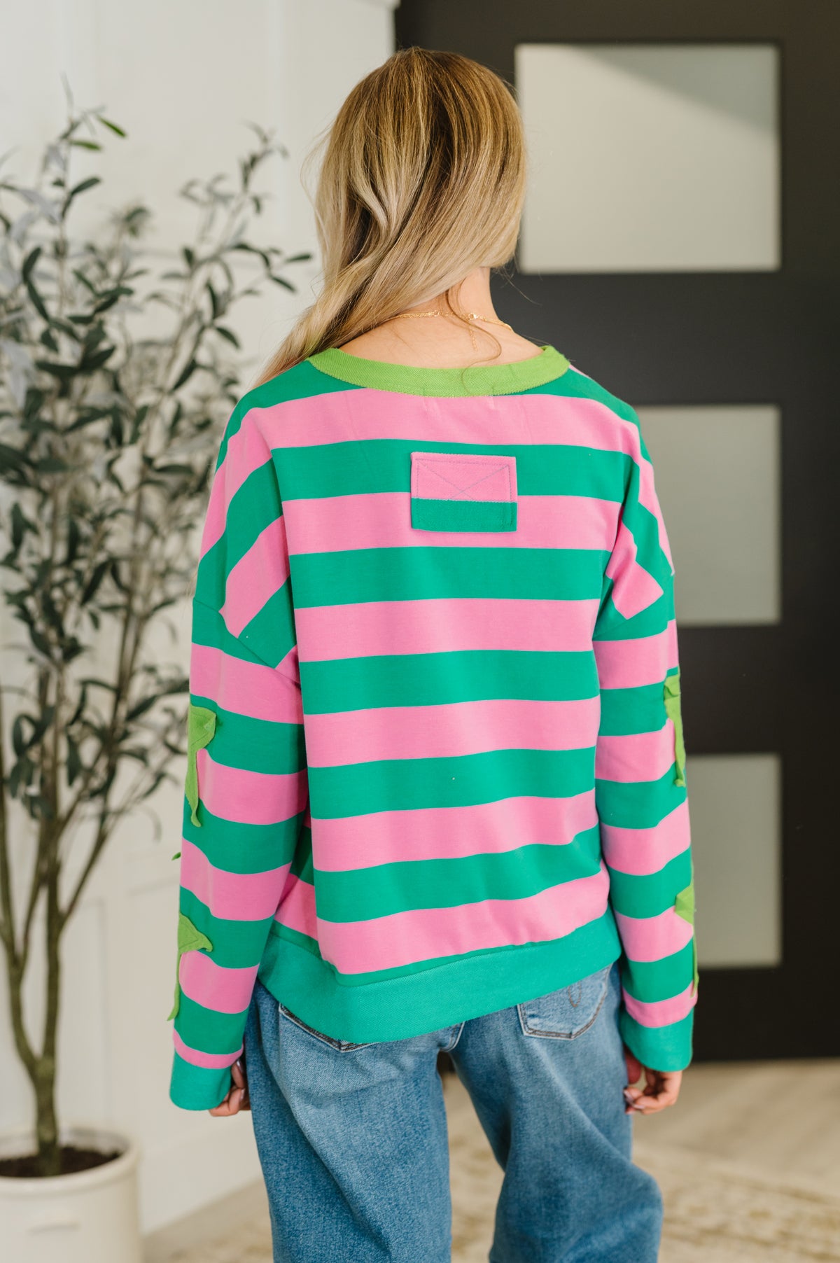 Stars On Stripes Patchwork Striped Sweatshirt - 9/23/2025