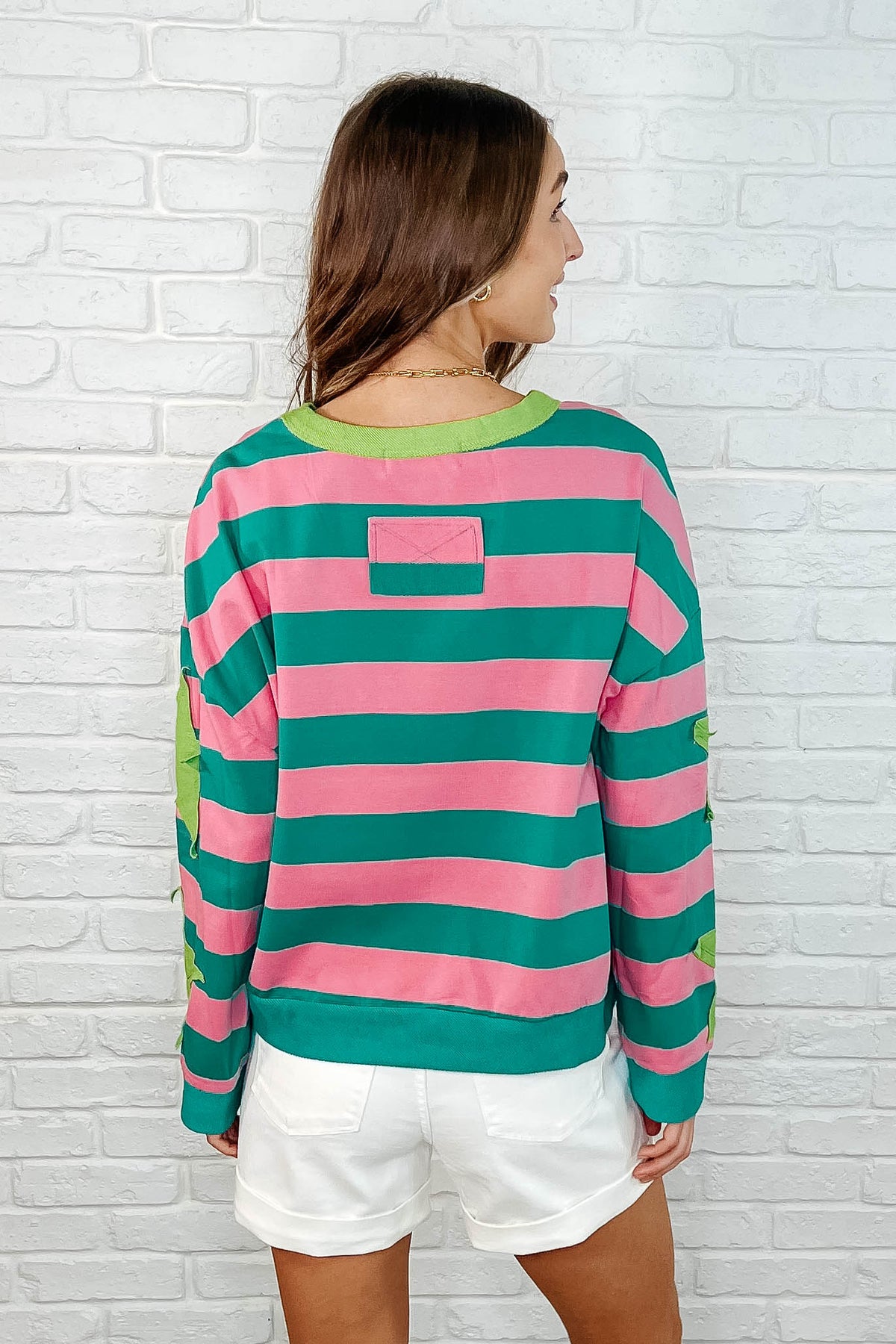 Stars On Stripes Patchwork Striped Sweatshirt - 3/28/2025