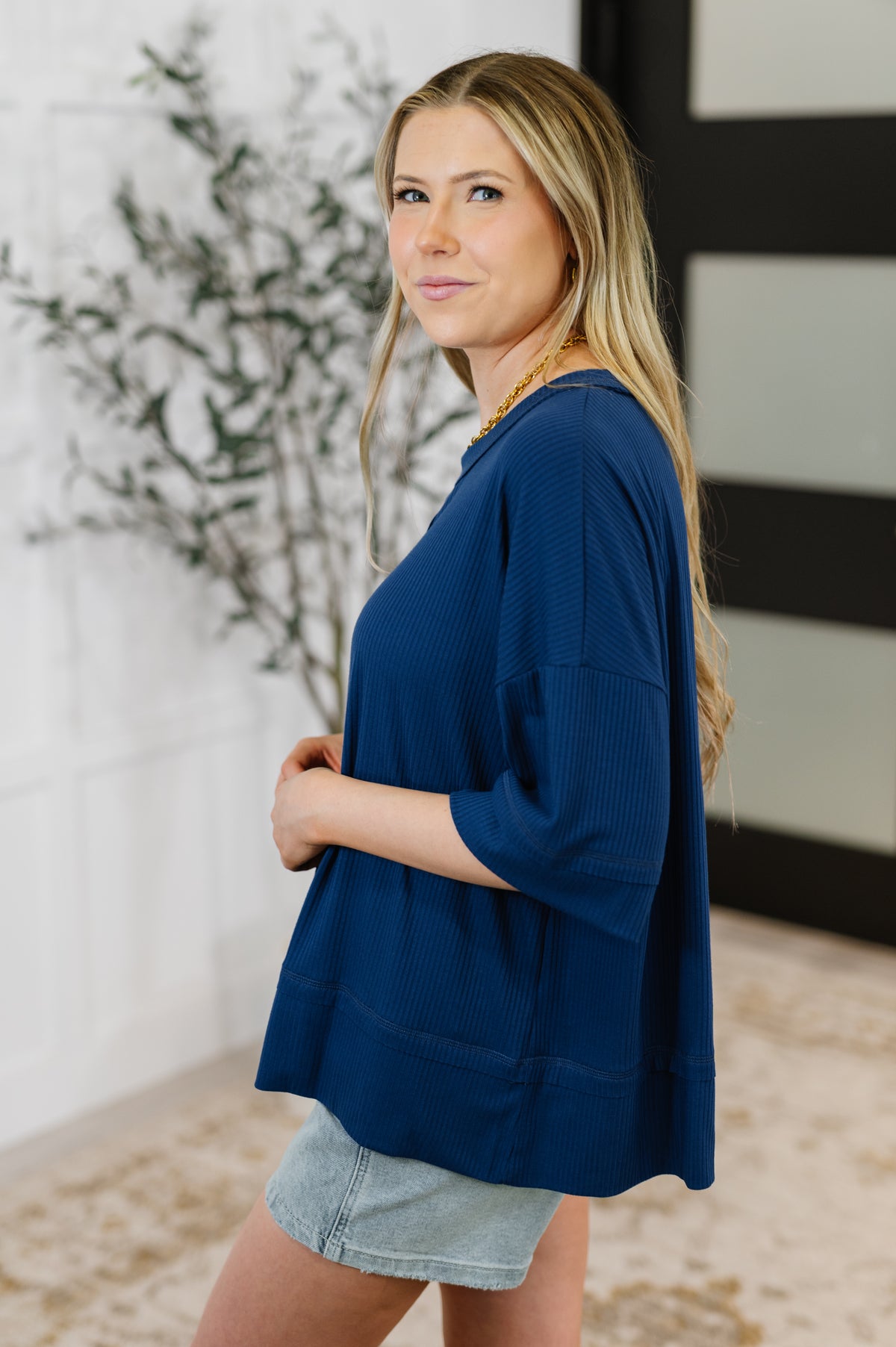 Stay On Top Relaxed Tee in Light Navy - 6/18/2025