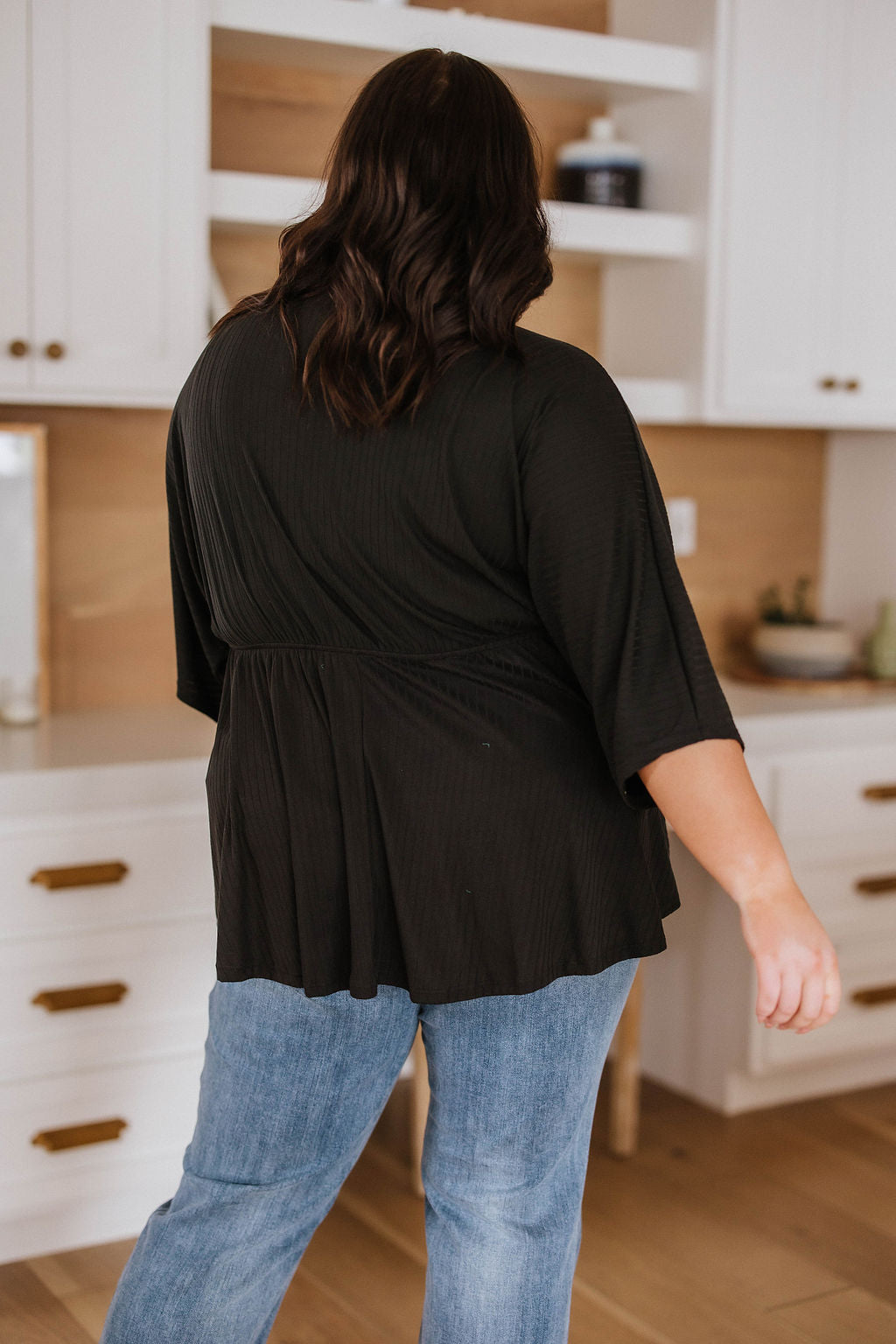Storied Moments Draped Peplum Top in Black - 5/23/2023