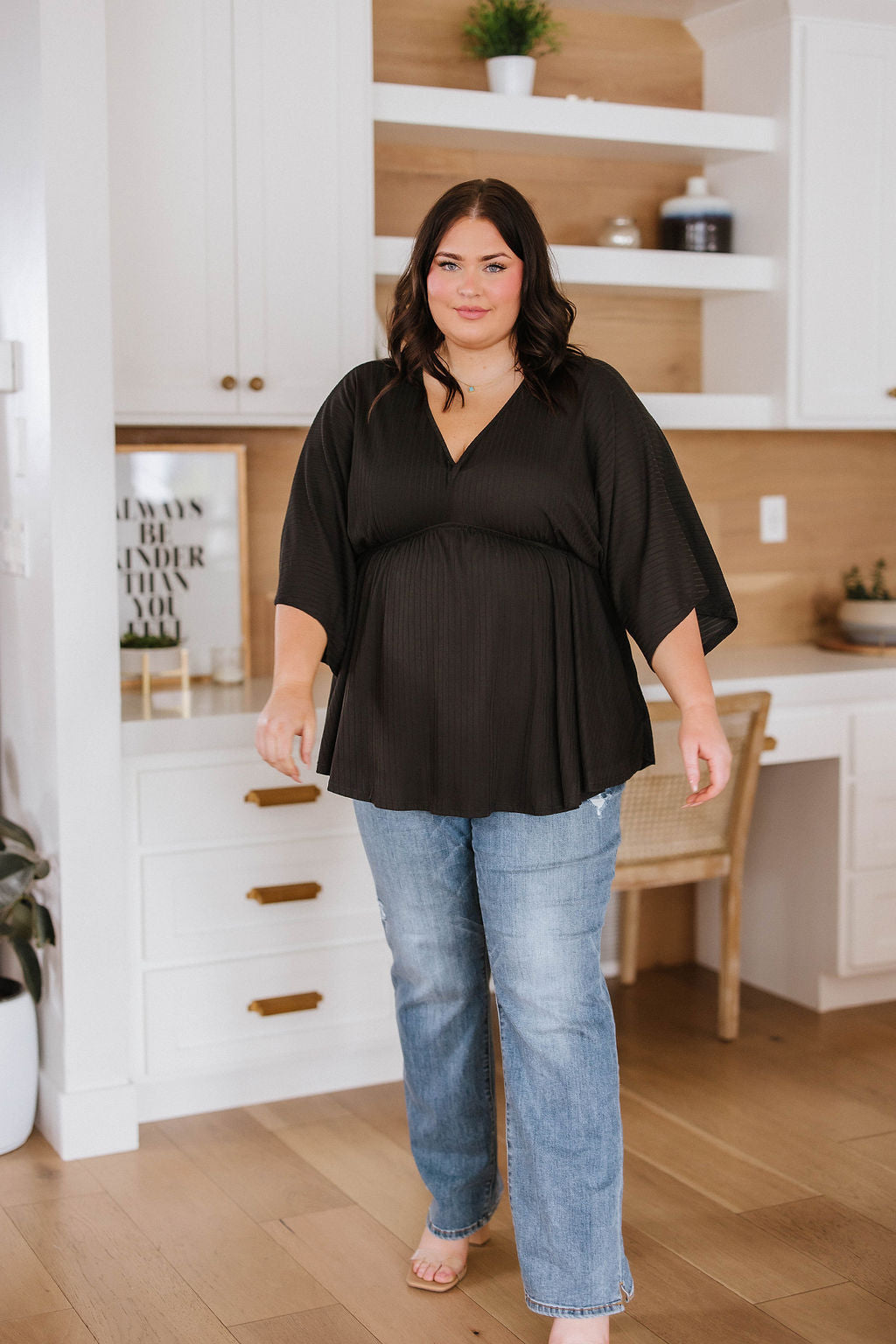 Storied Moments Draped Peplum Top in Black - 5/23/2023