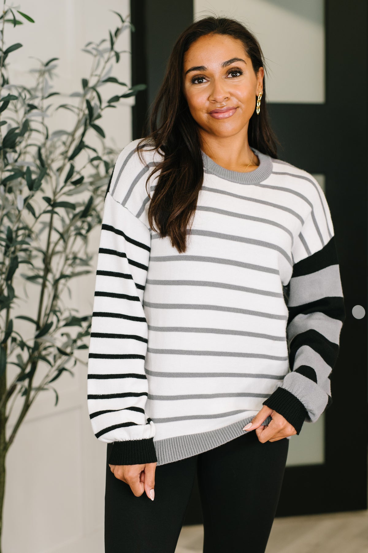 Striped Simplicity Color Block Relaxed Pullover - 1/2/2026
