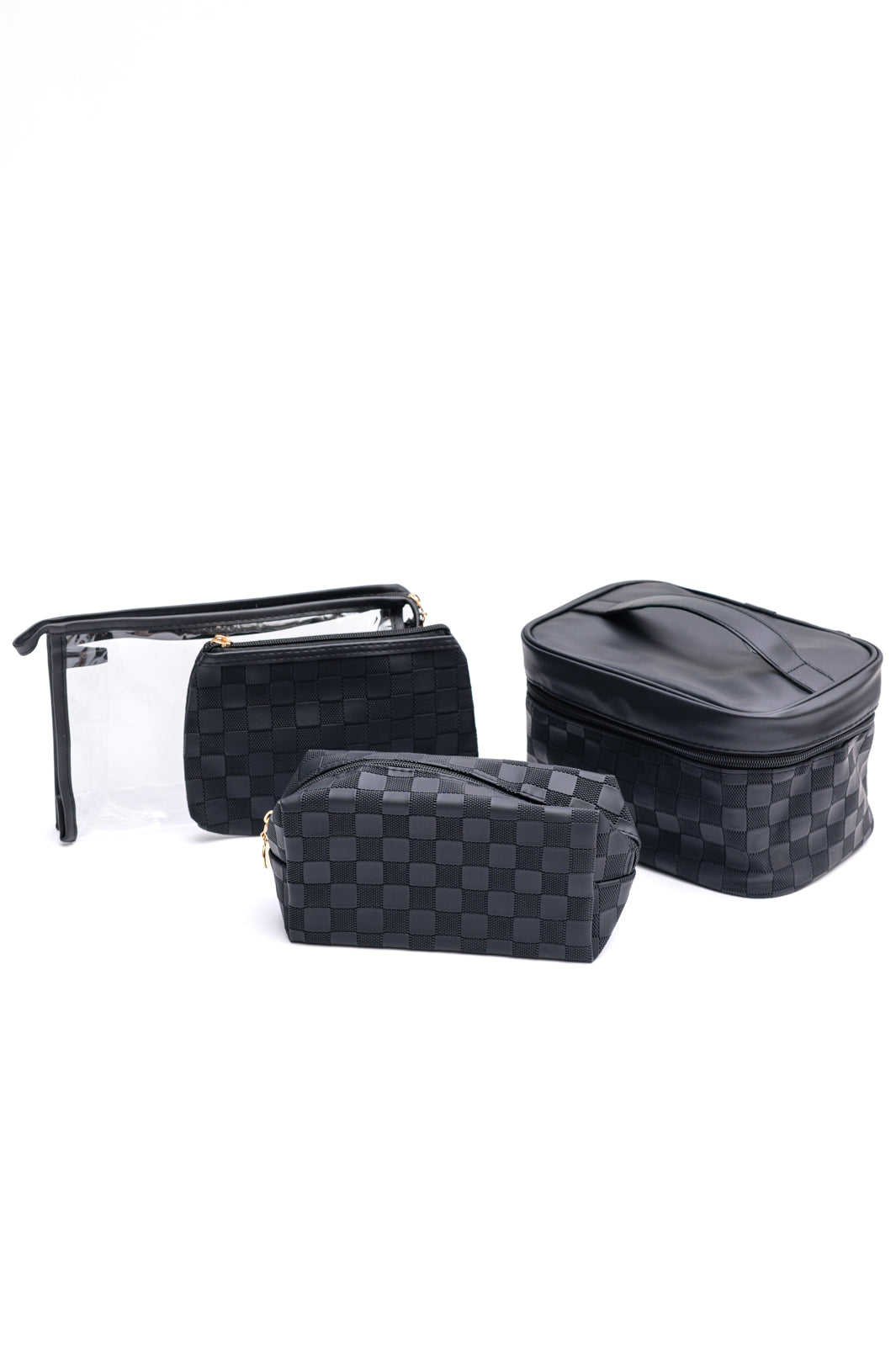 Subtly Checked Cosmetic Bags set of 4 in Black - 12/9/2024