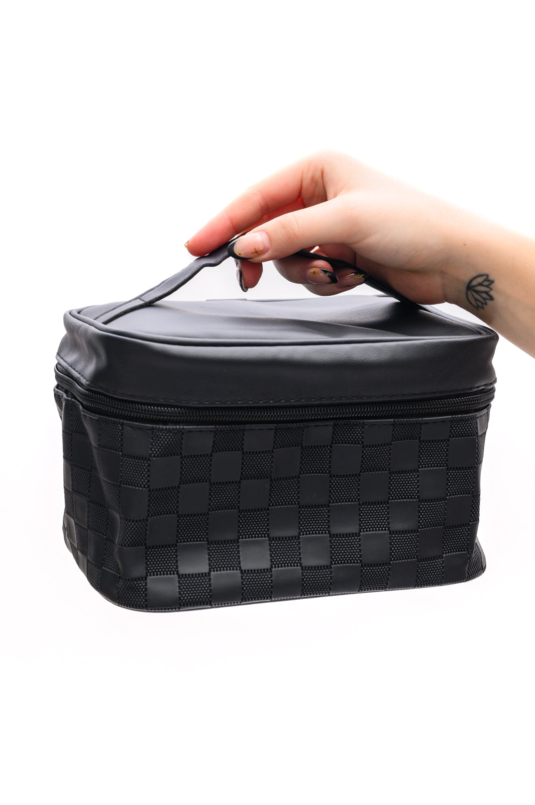 Subtly Checked Cosmetic Bags set of 4 in Black - 12/9/2024