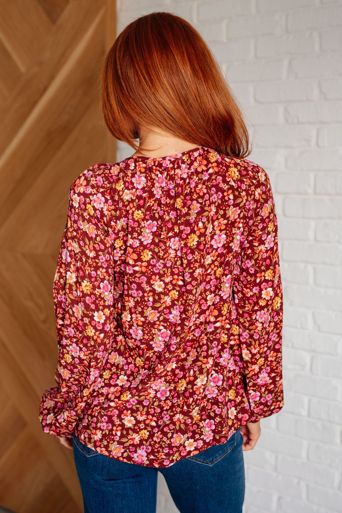 Sunday Brunch Blouse in Rust Floral - 9/30/2025