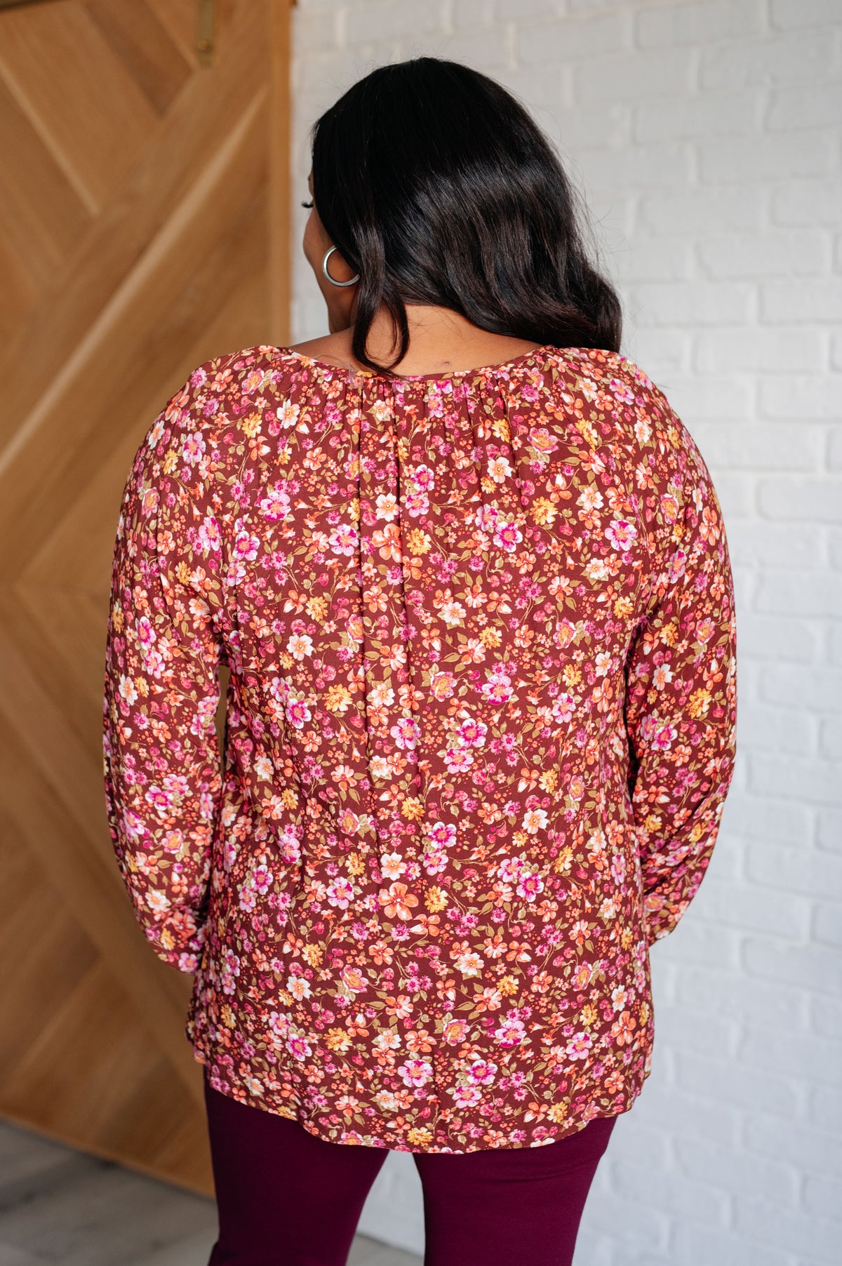 Sunday Brunch Blouse in Rust Floral - 9/30/2025
