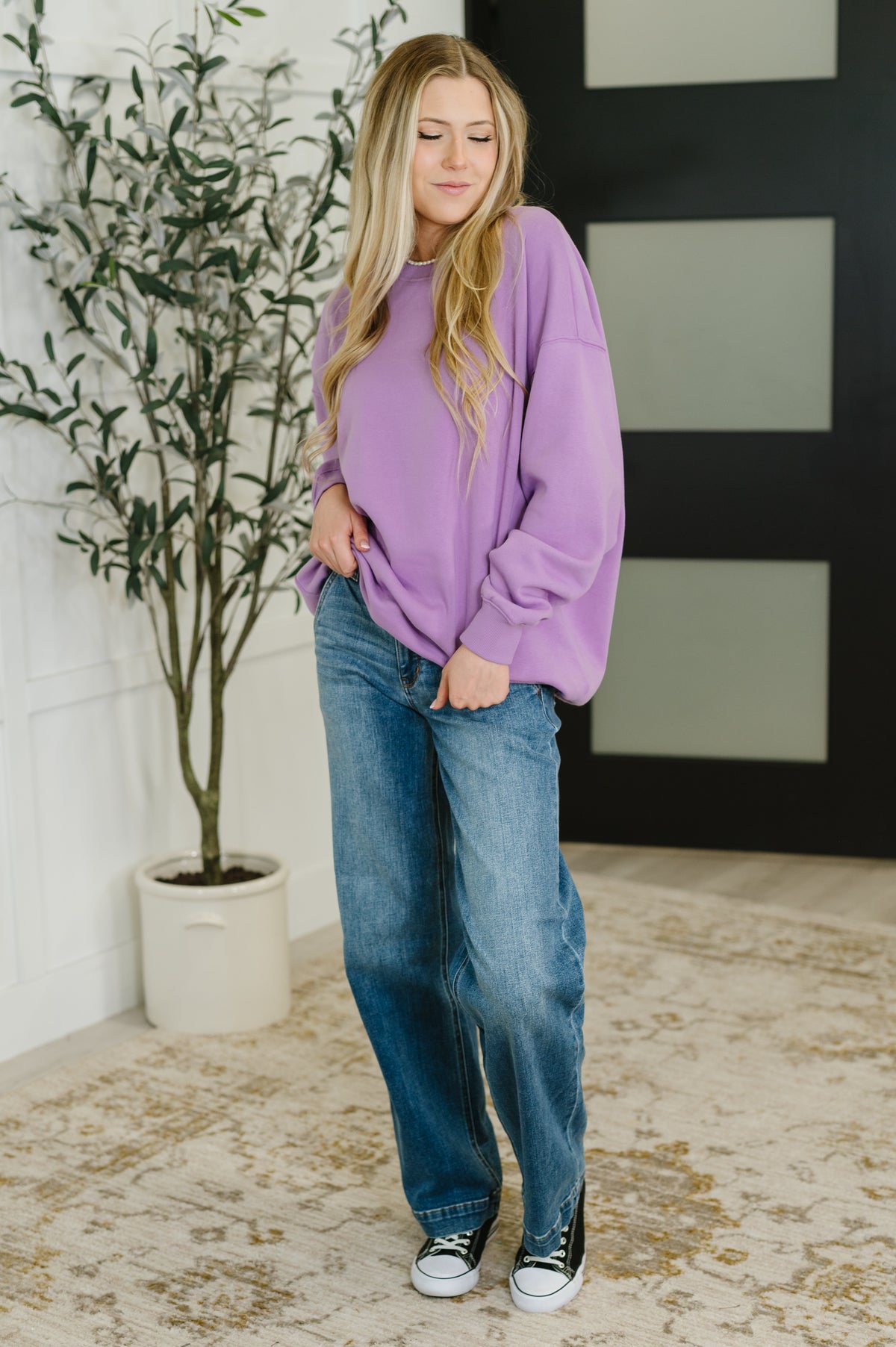 Sunday Snug Relaxed Pullover in Lavender - 8/13/2025