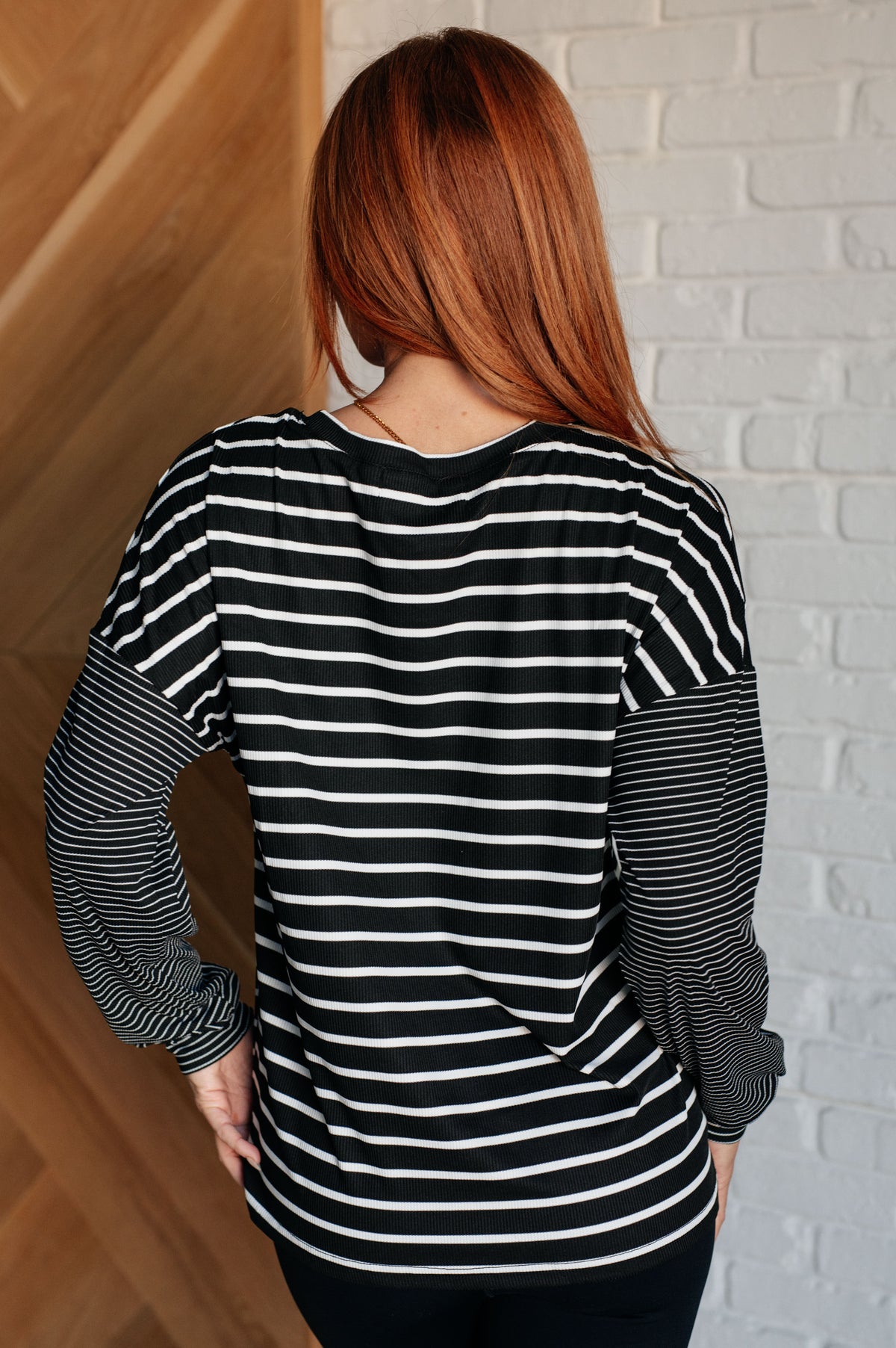 Super Clever Patchwork Striped Top in Black - 12/3/2024