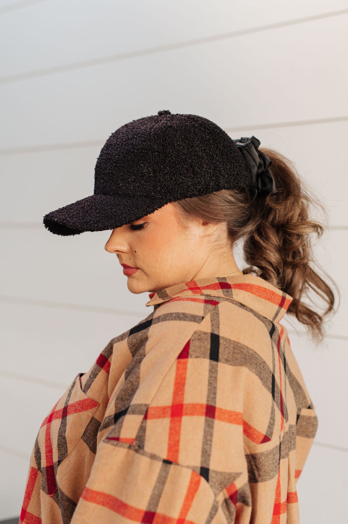 Lyla Sherpa Ball Cap in Black - 9/16/2026