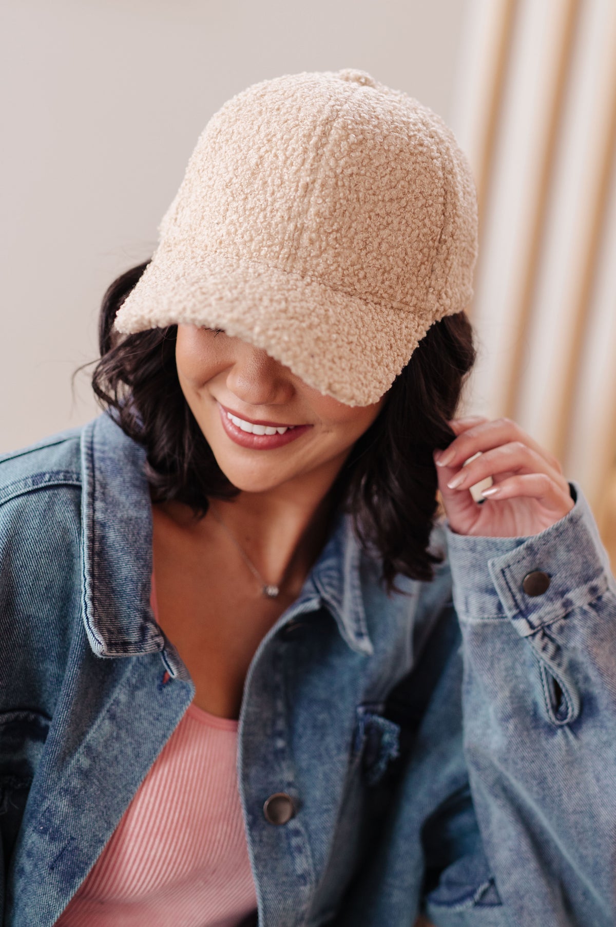 Lyla Sherpa Ball Cap in Khaki - 9/16/2026