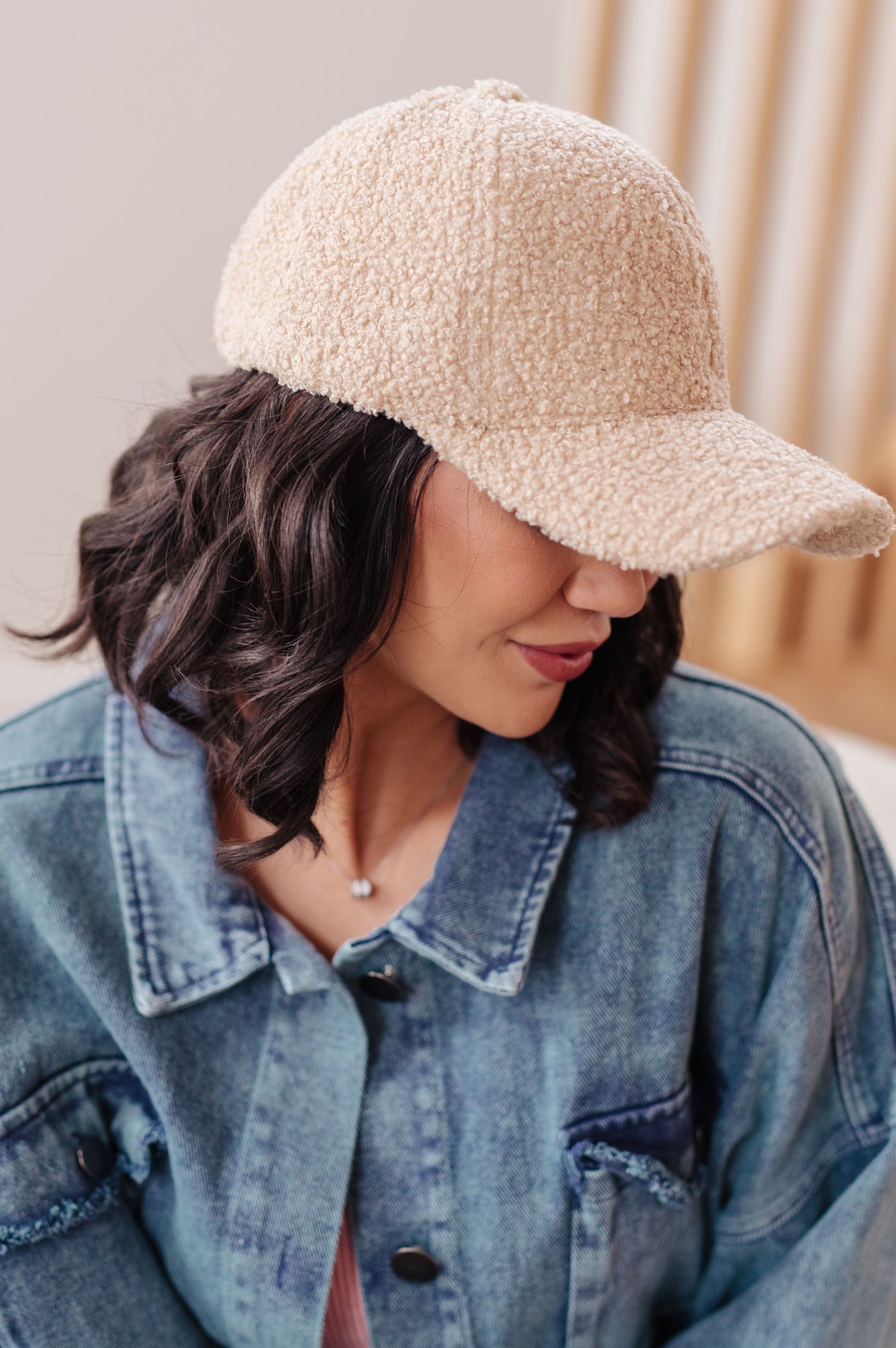 Lyla Sherpa Ball Cap in Khaki - 9/16/2026