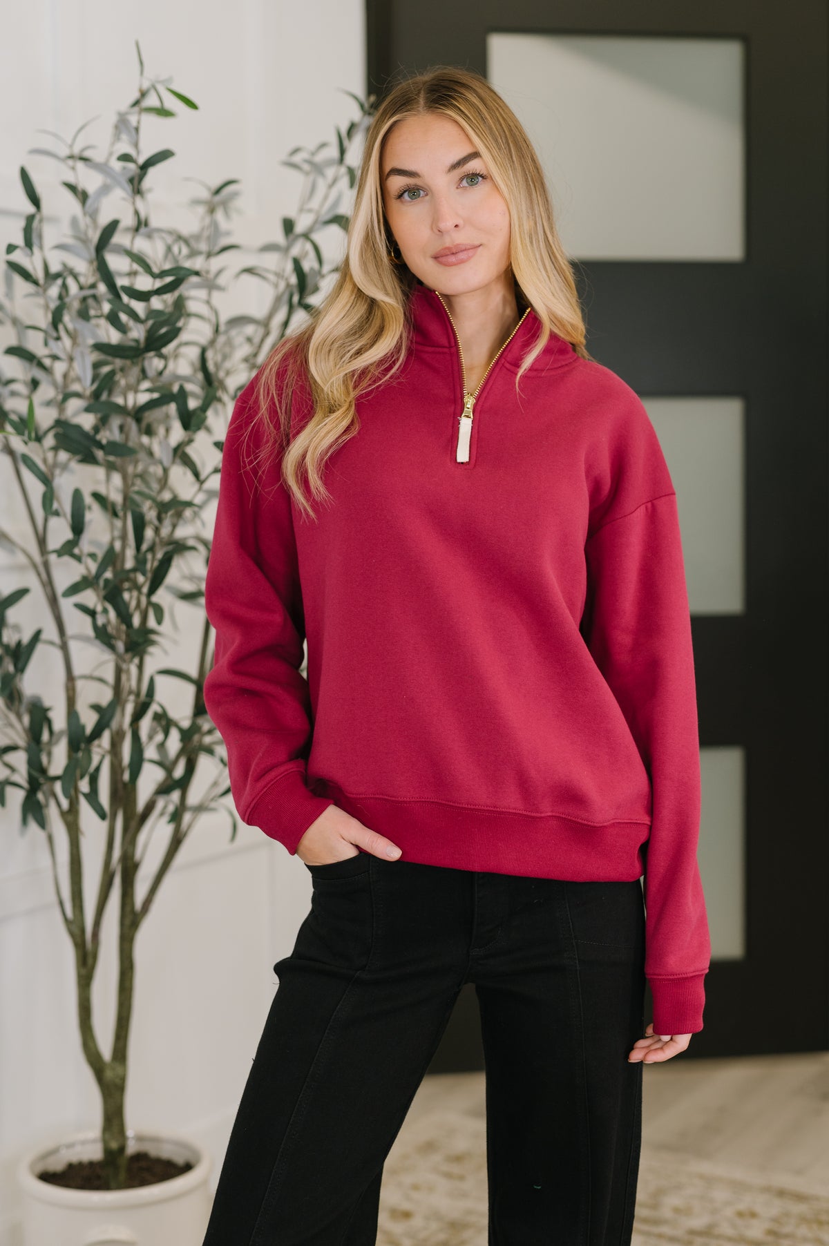 Sweater Weather Half Zip High Neck Pullover in Cabernet - 11/12/2025