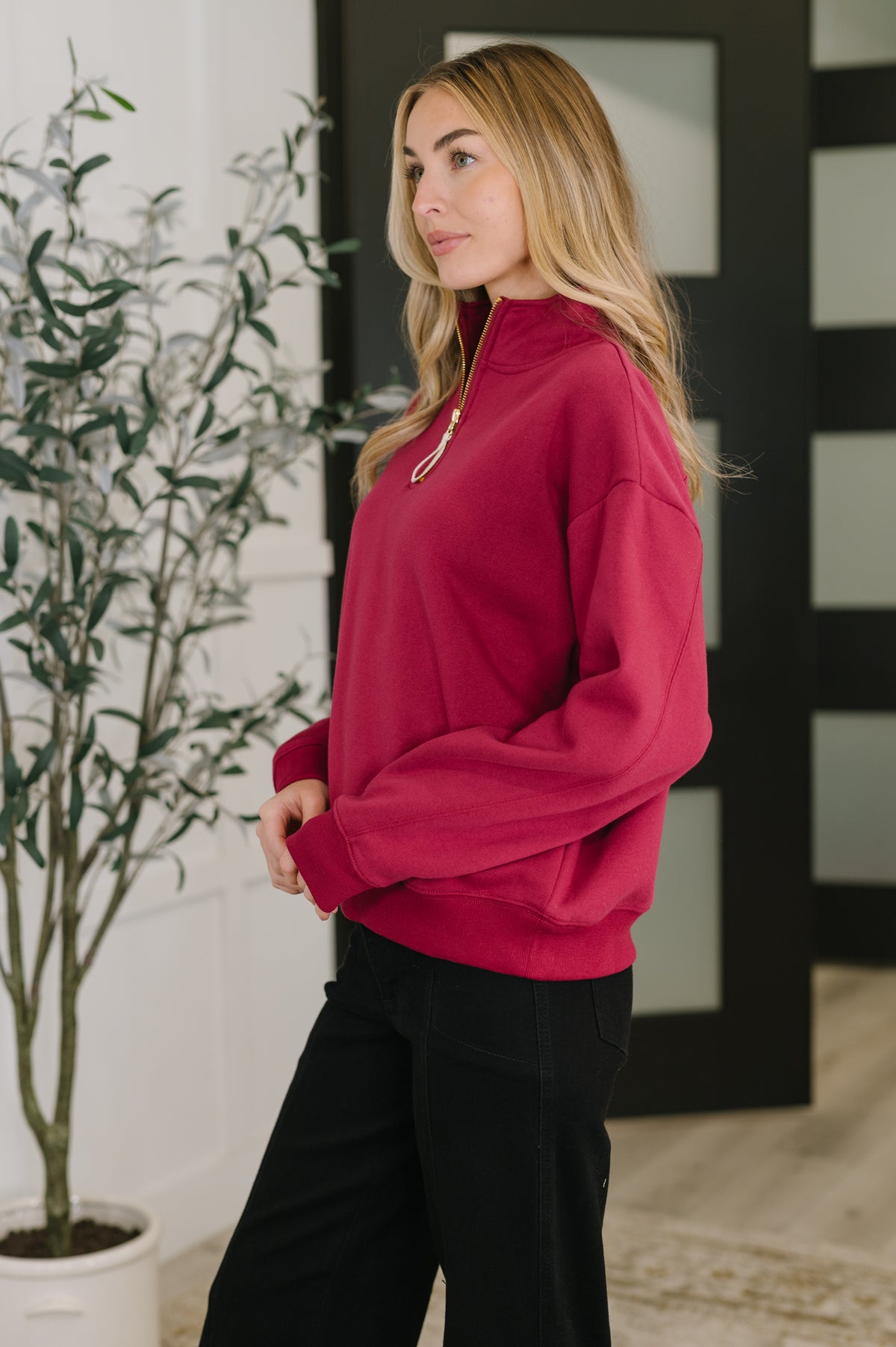 Sweater Weather Half Zip High Neck Pullover in Cabernet - 11/12/2025