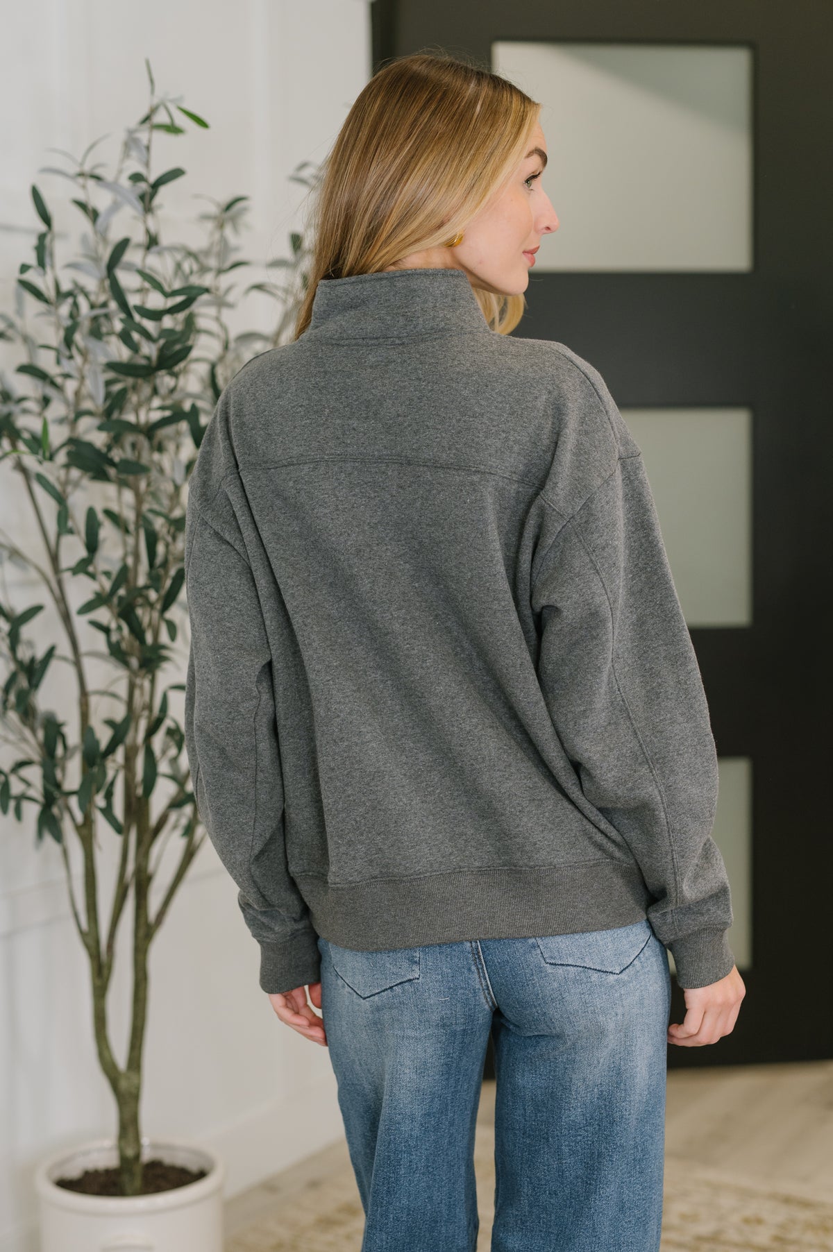 Sweater Weather Half Zip High Neck Pullover in Charcoal - 11/12/2025