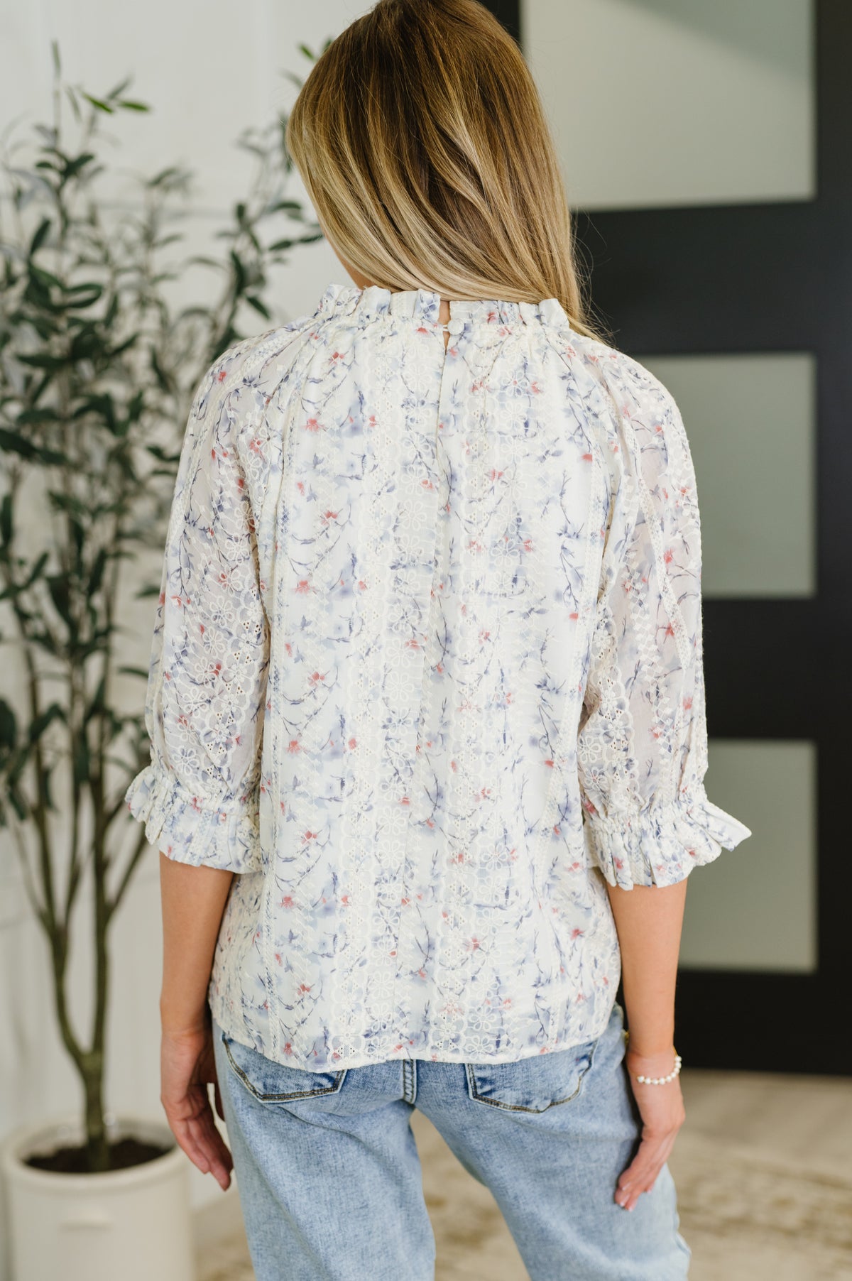 Sweet Ruffle Affair High Neck Blouse in Blue - 8/12/2025 NEW