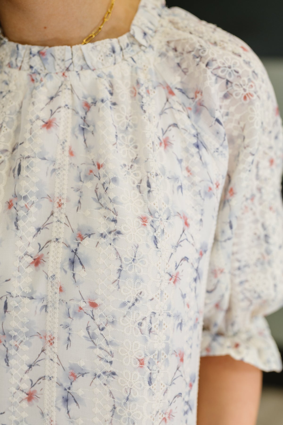 Sweet Ruffle Affair High Neck Blouse in Blue - 8/12/2025 NEW